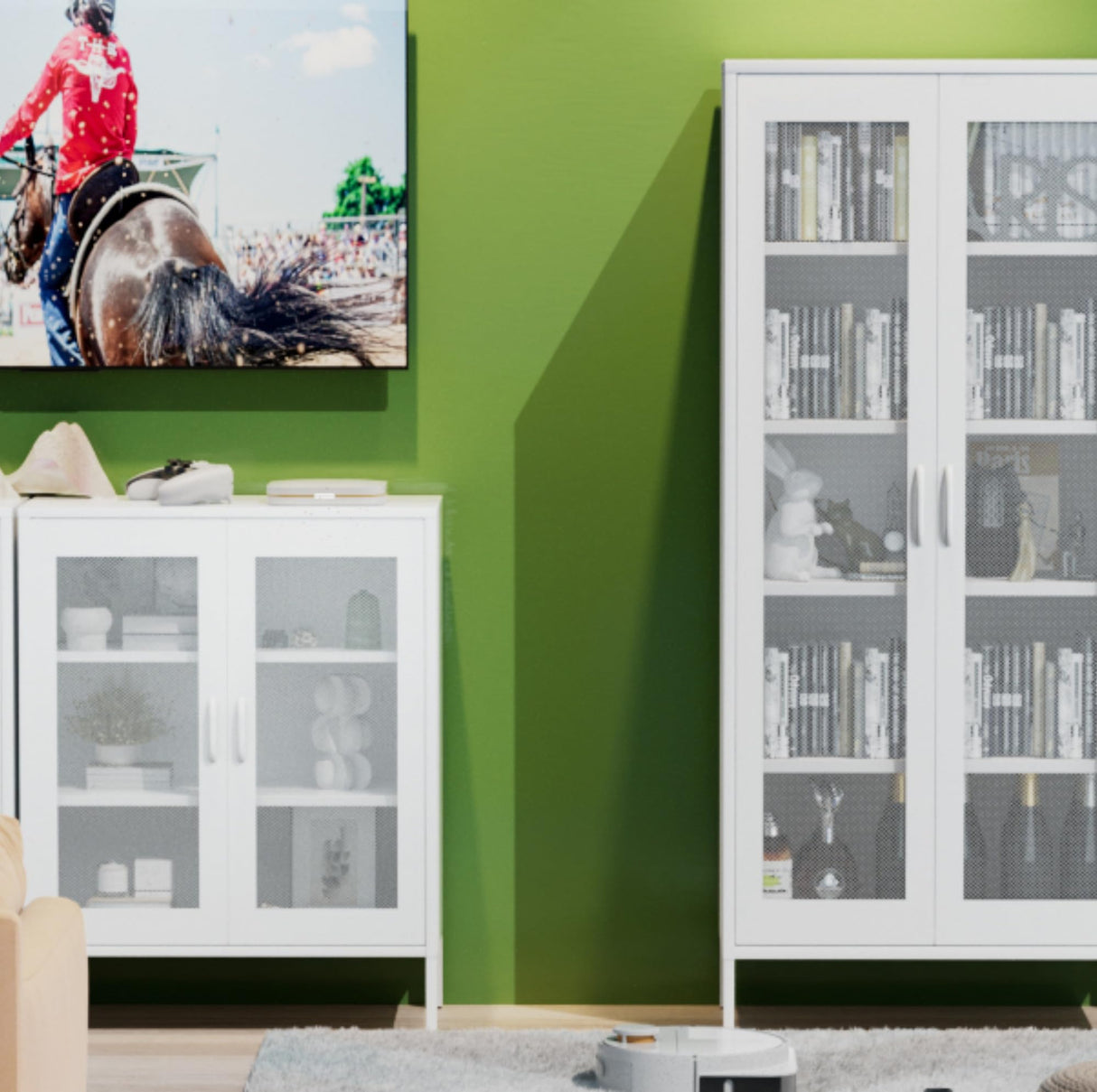 QINPTWUT 73" Industrial Storage Pantry, Kitchen Storage Cabinet with Mesh Door, 4 Adjustable Shelves, Freestanding for Kitchen, Dining Room,Bedroom, Workshop, Office, Garage QINPTWUT