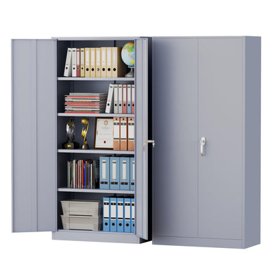 Pataku Metal Storage Cabinet, 72" Garage Cabinet with Doors and Shelves Lockable Steel Multifunctional Cabinets, File Cabinets for Home, Office, Warehouse(Dark Grey)