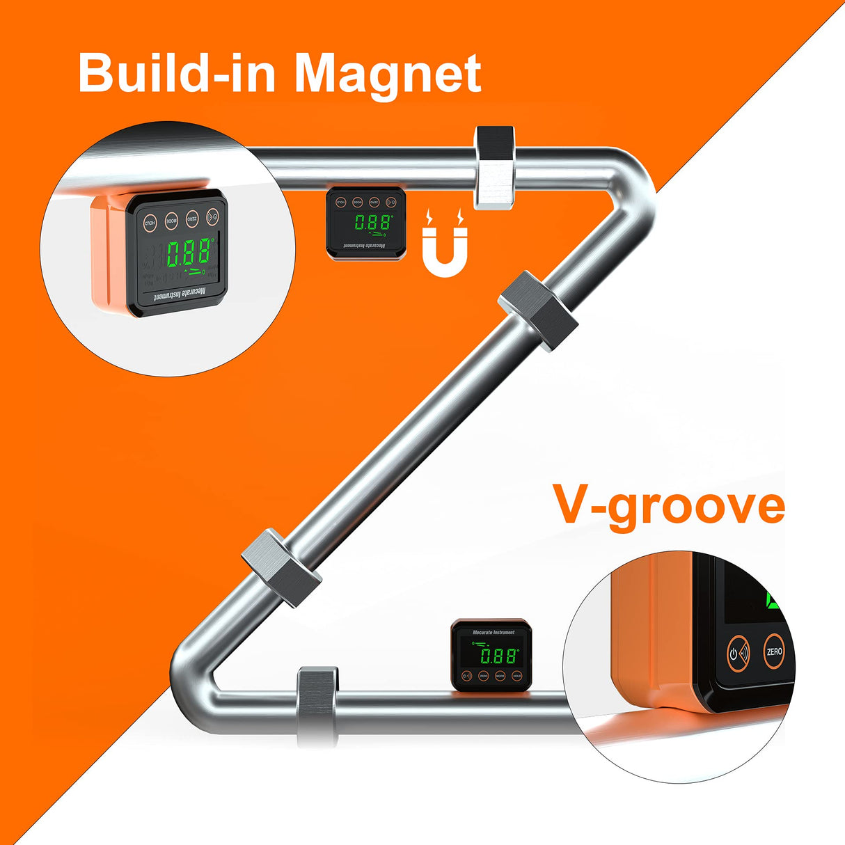 Mecurate Digital Angle Gauge and Protractor, Precise Measurement Digital Angle Finder tool with LCD and Backlight for Woodworking and Building Mecurate