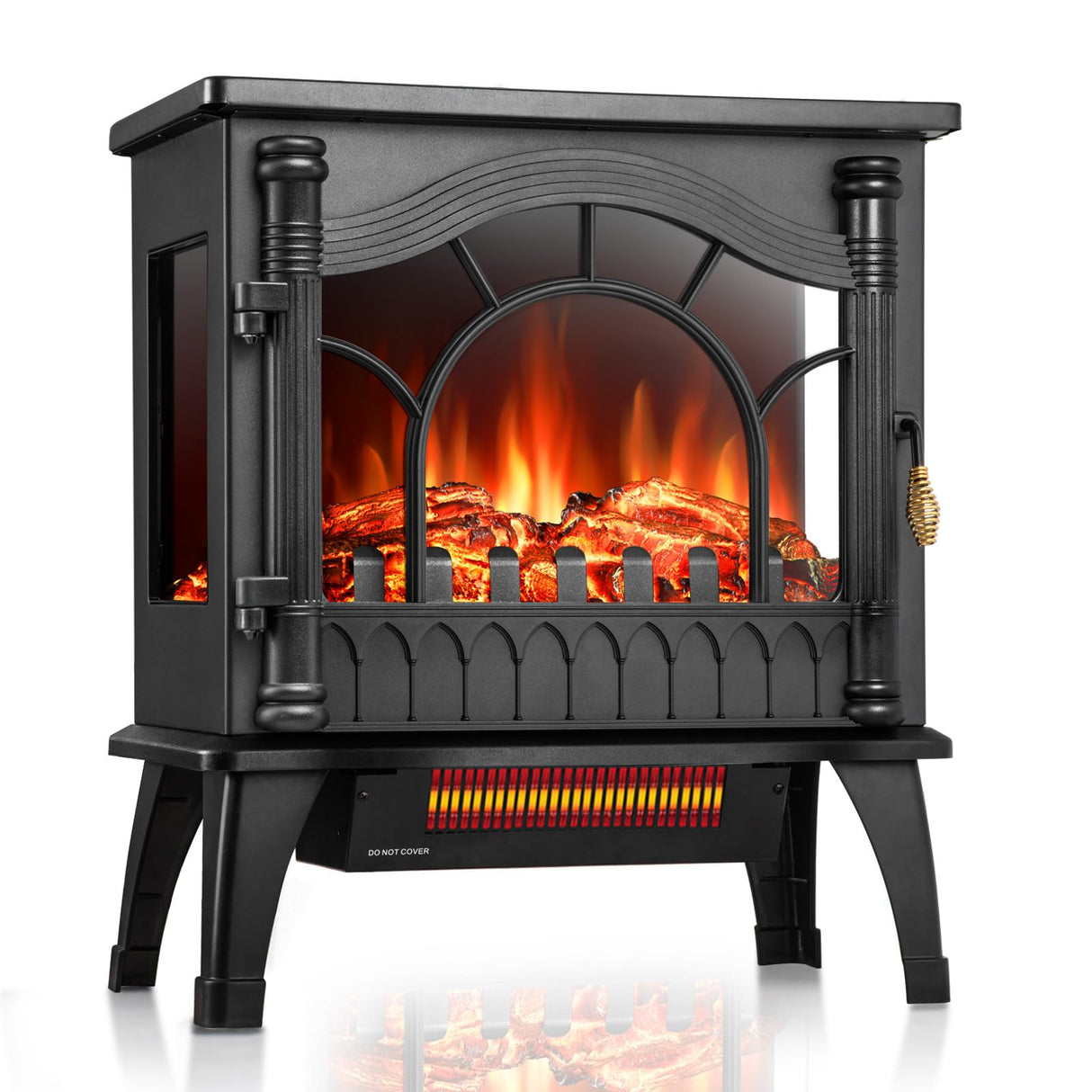 ZAFRO Freestanding Electric Fireplace Stove with Realistic Flame, 5100 BTU Electric Fireplace Heater with Retro Design, 1000W/1500W, Dual Safety Protection for Living Room, Bedroom ZAFRO