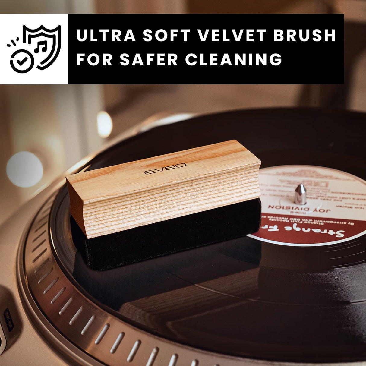 EVEO Vinyl Record Cleaning Kit - 4-in-1 Premium Vinyl Record Cleaner & Vinyl Cleaning Kit with Velvet Brush, Vinyl Cleaner Liquid, Duster & Turntable Stylus Gel EVEO