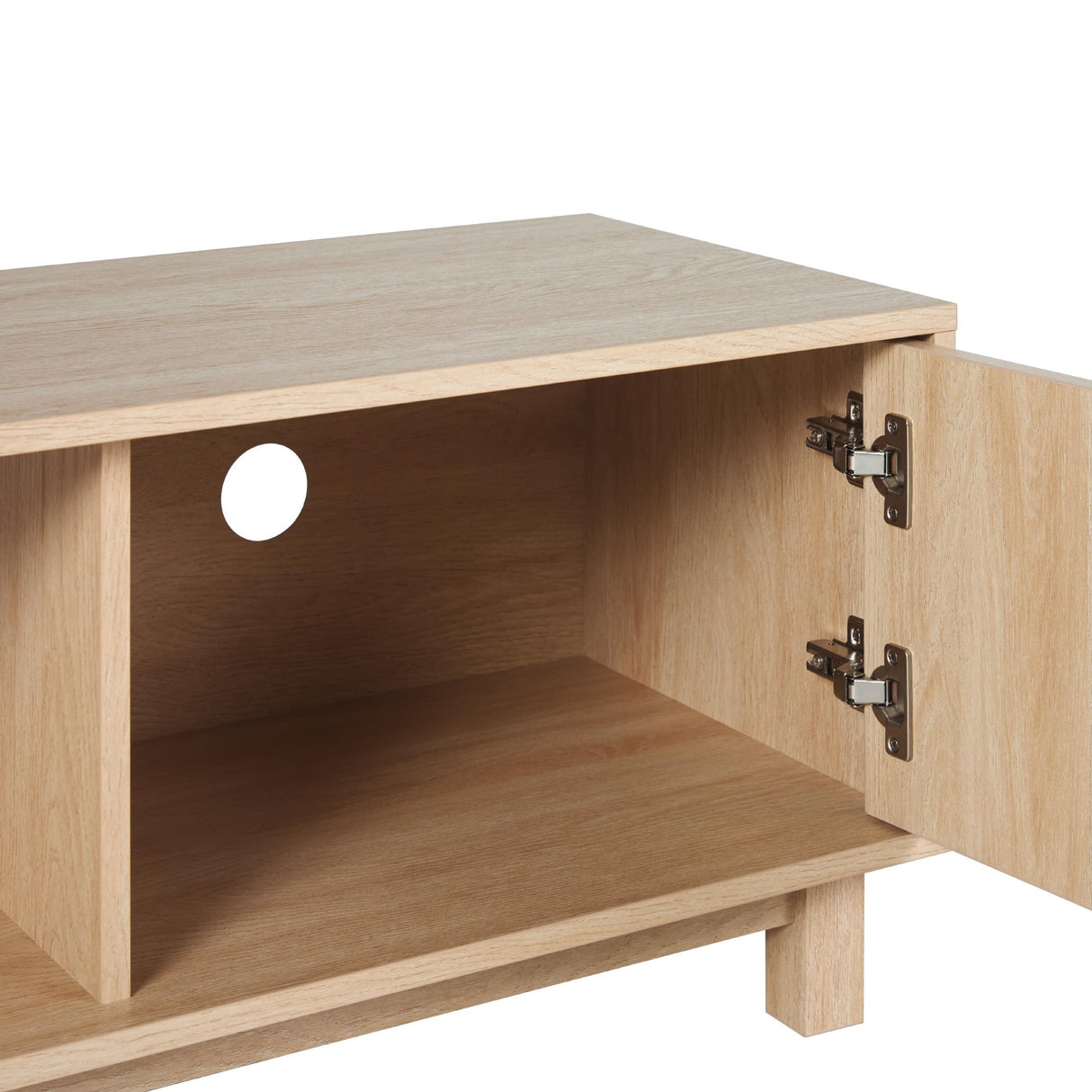 Walker Edison Walton Modern Fluted-Door Low TV Stand for TVs up to 65 Inches, 58 Inch, Coastal Oak Walker Edison