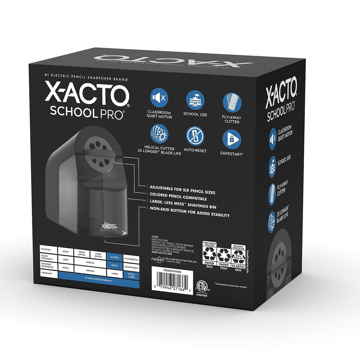 X-ACTO Pencil Sharpener, SchoolPro Electric Pencil Sharpener, Heavy Duty Sharpener for School, Classroom and Teacher Supplies, Perfect for Addition to Homeschooling Supplies, Black, 1 Count X-Acto