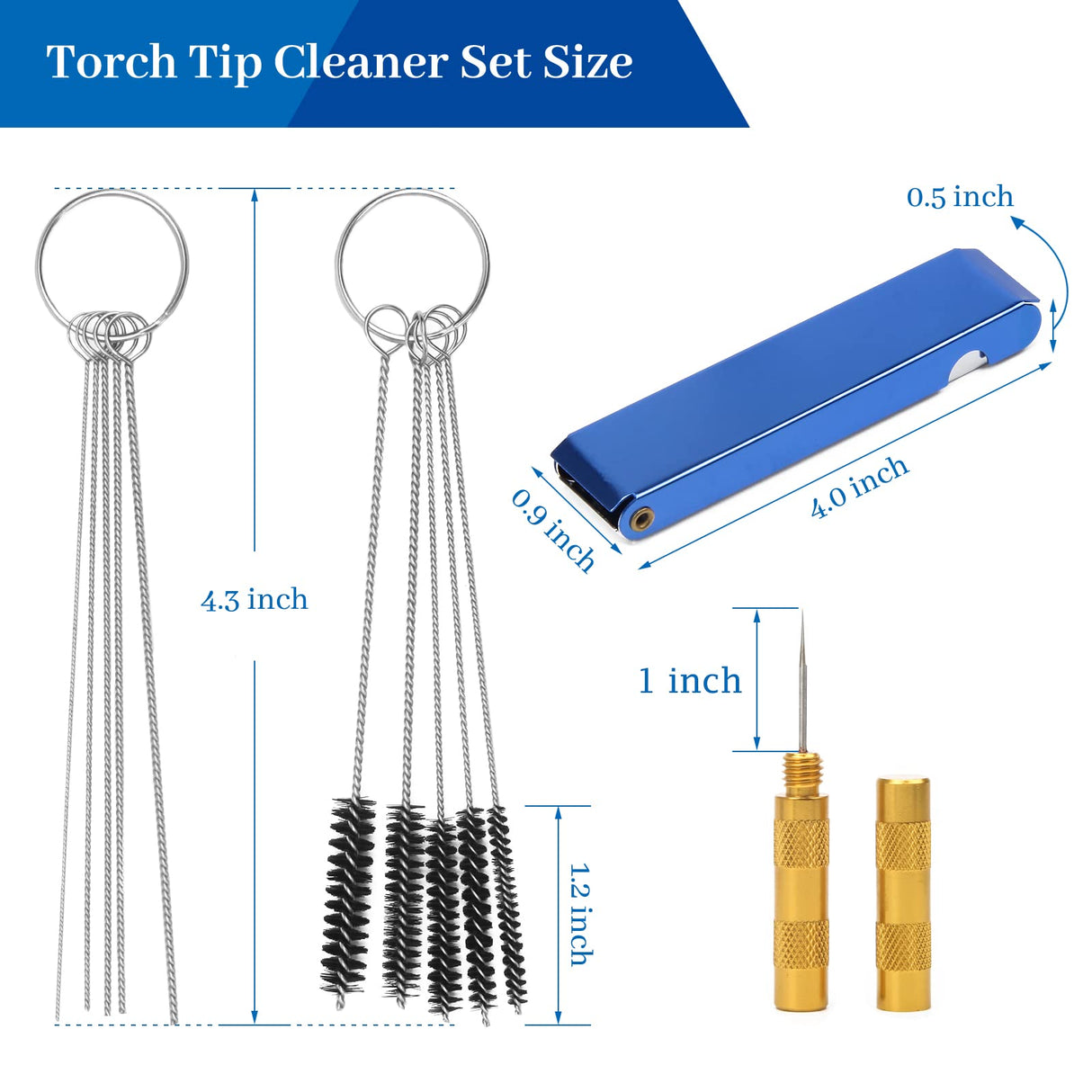4 PCS Torch Tip Cleaner Set, Welding Torch Tip Cleaner with Drill Bit Torch Tip Cleaner Set for Carbon Carburetor Jet Cleaner with 10 Cleaning Needles, 5 Cleaning Brushes and 1 Scraping Needle Windspeed