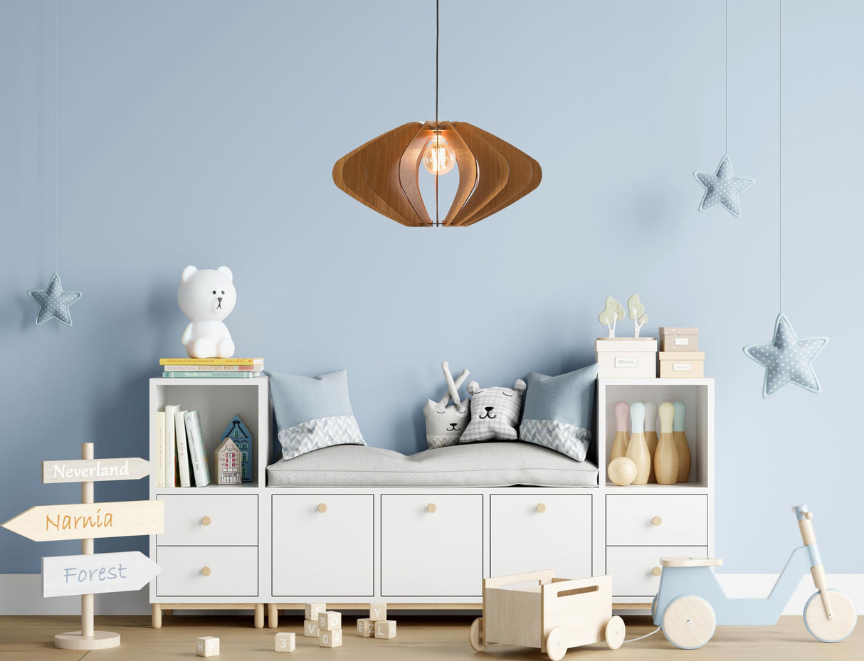 ELEIPSE Wood Pendant Light | Mid Century Modern Chandelier | Hanging Lamp | Wood Chandelier Lighting | Modern Light Fixture | Modern Pendant Light DEZAART