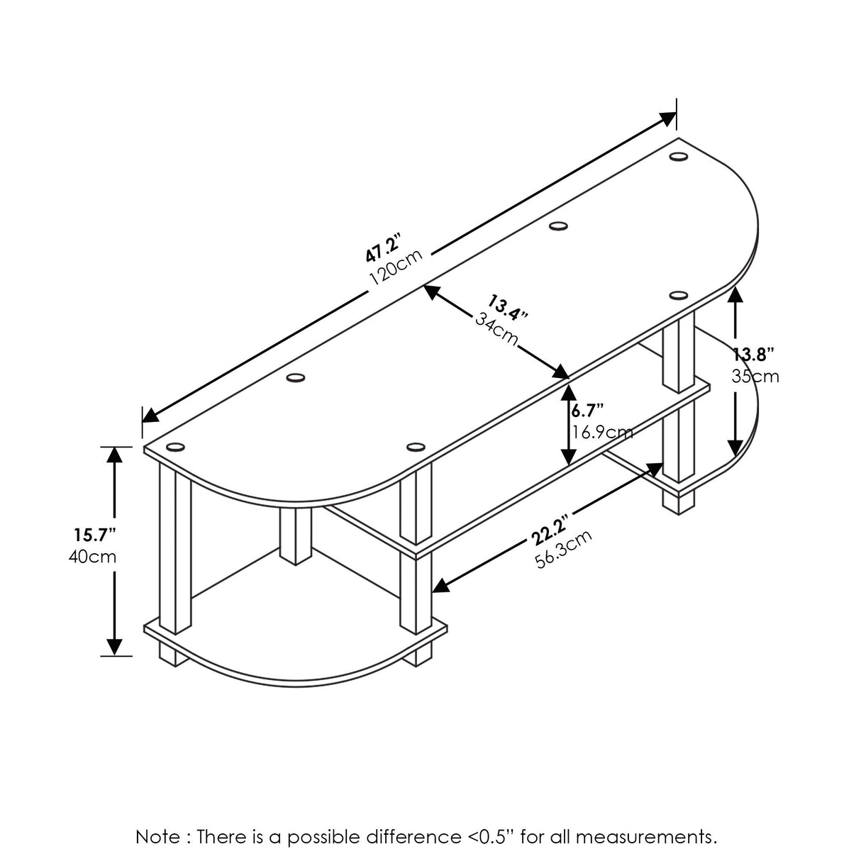 Furinno Turn-S-Tube Wide TV Entertainment Center, Black/Grey Furinno