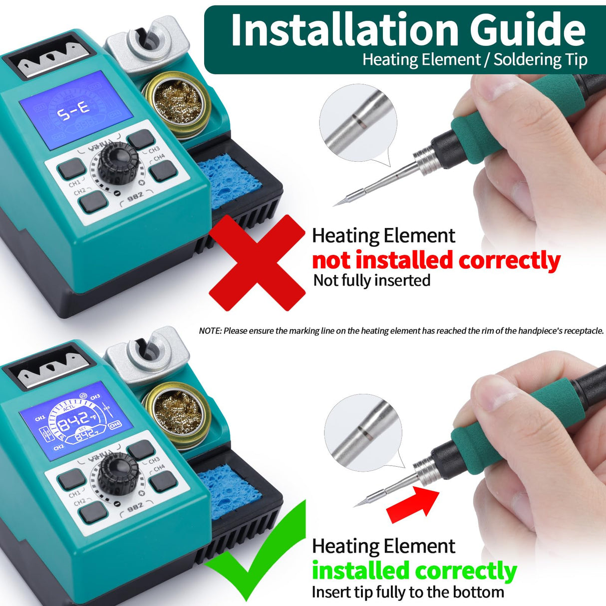 YIHUA 982 Precision Soldering Iron Station Kit with Digital LCD Display, 210 Soldering Tip Cartridge Compatible, Solder Wire Dispenser and, 4 Memory Channels, Auto Shutdown, Rapid Heating YIHUA