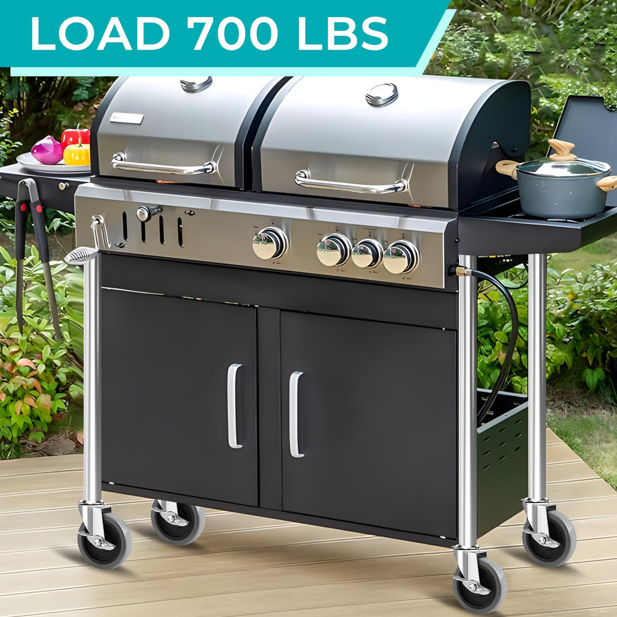 Besitu 4 Inch Caster Wheels, 1/2"-13 Inch Course Threaded Stem Caster Set of 4 with Side Brake, Heavy Duty TPR Swivel Caster Wheels for Dolly Cart, Wire Shelving Industrial Screw in Casters Besitu