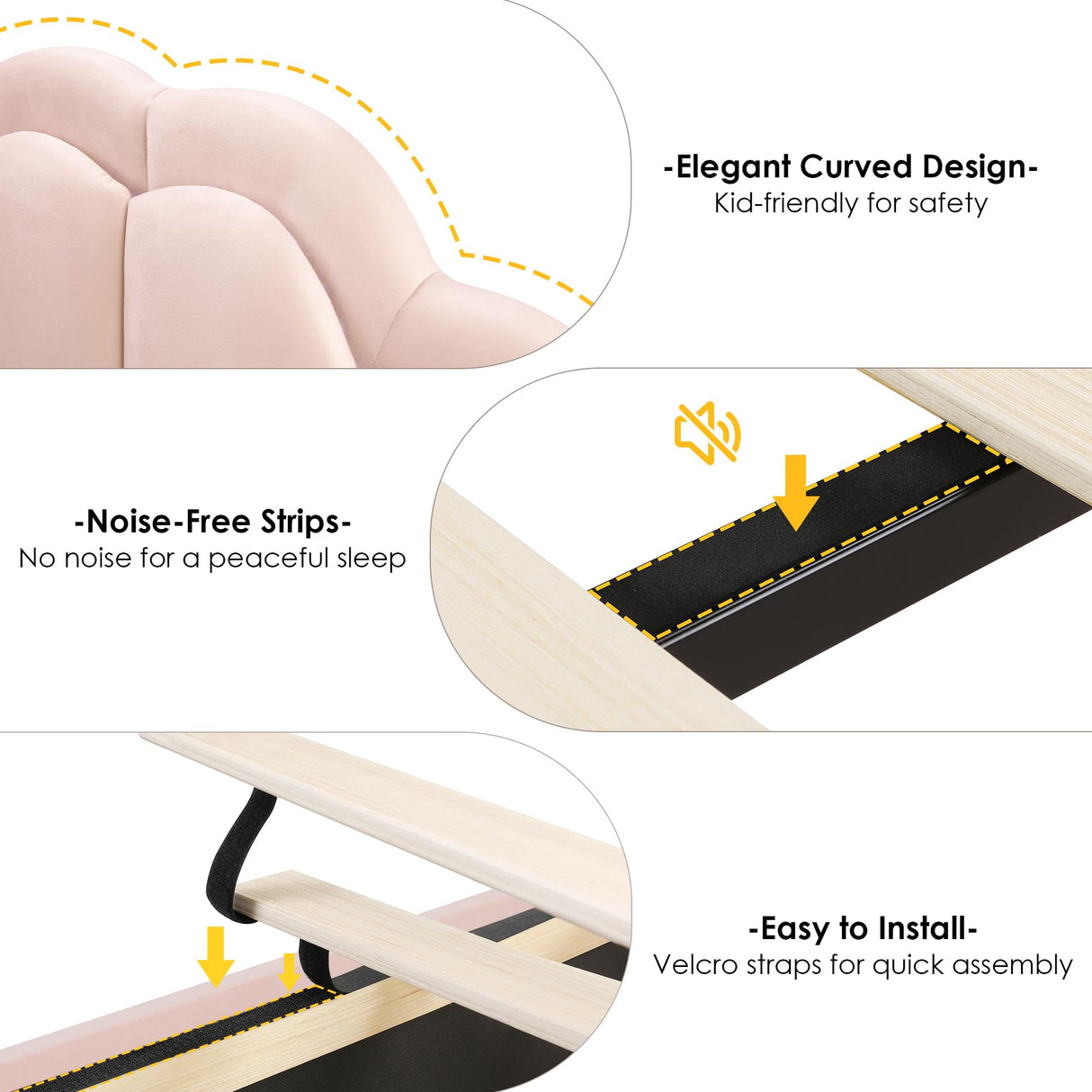 HIFIT Full Size Upholstered Smart LED Bed Frame with 2 Storage Drawers and Adjustable Chic Double Petal Headboard, Princess Platform Bed for Girls, Solid Wood Slats Support/No Box Spring Needed, Pink HIFIT