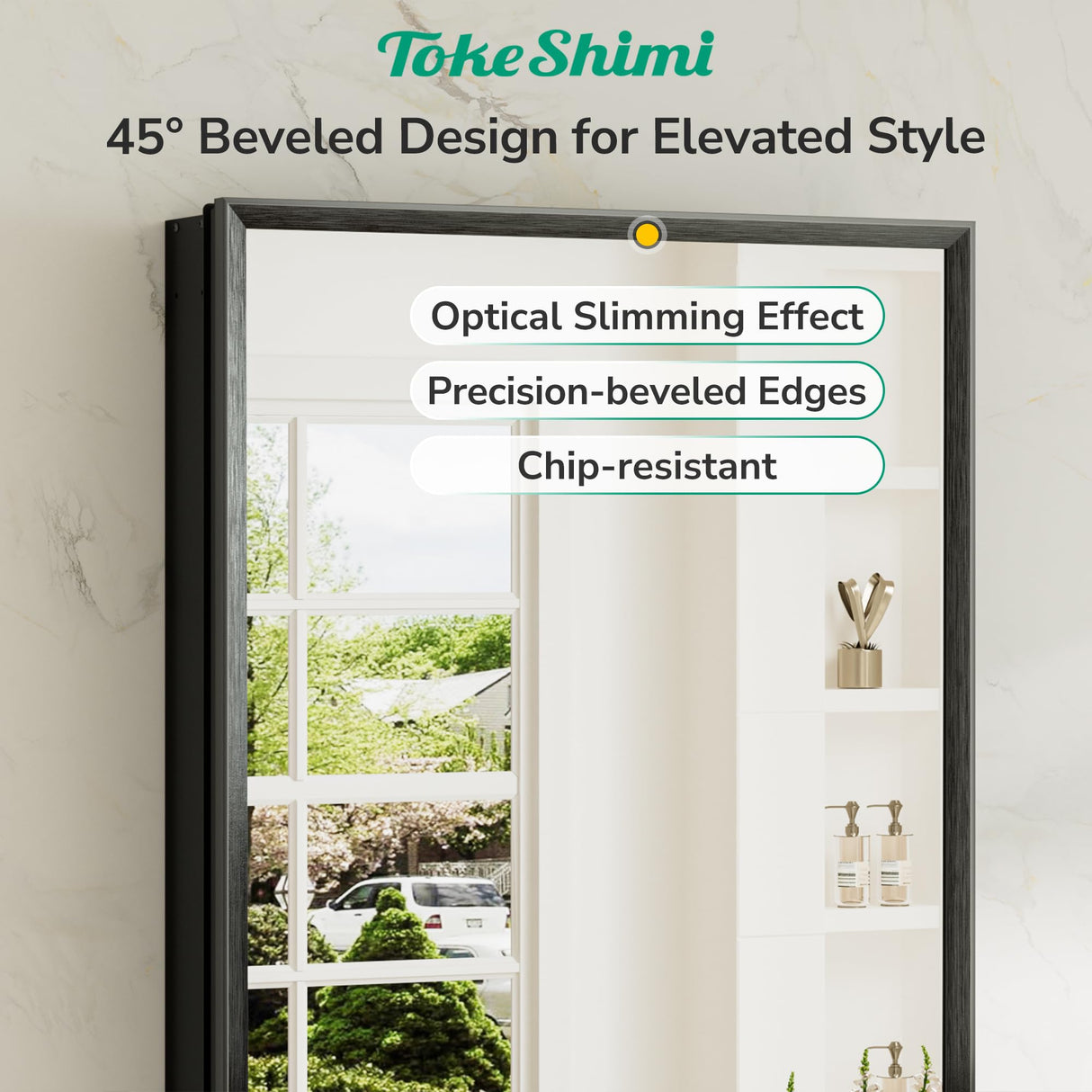 TokeShimi 14 x 18 Recessed Medicine Cabinet, Assembly Required, Black Bathroom Medicine Cabinet with Mirror, Stepless Adjustable Shelves, Tempered Glass, Beveled Aluminum Frame TokeShimi