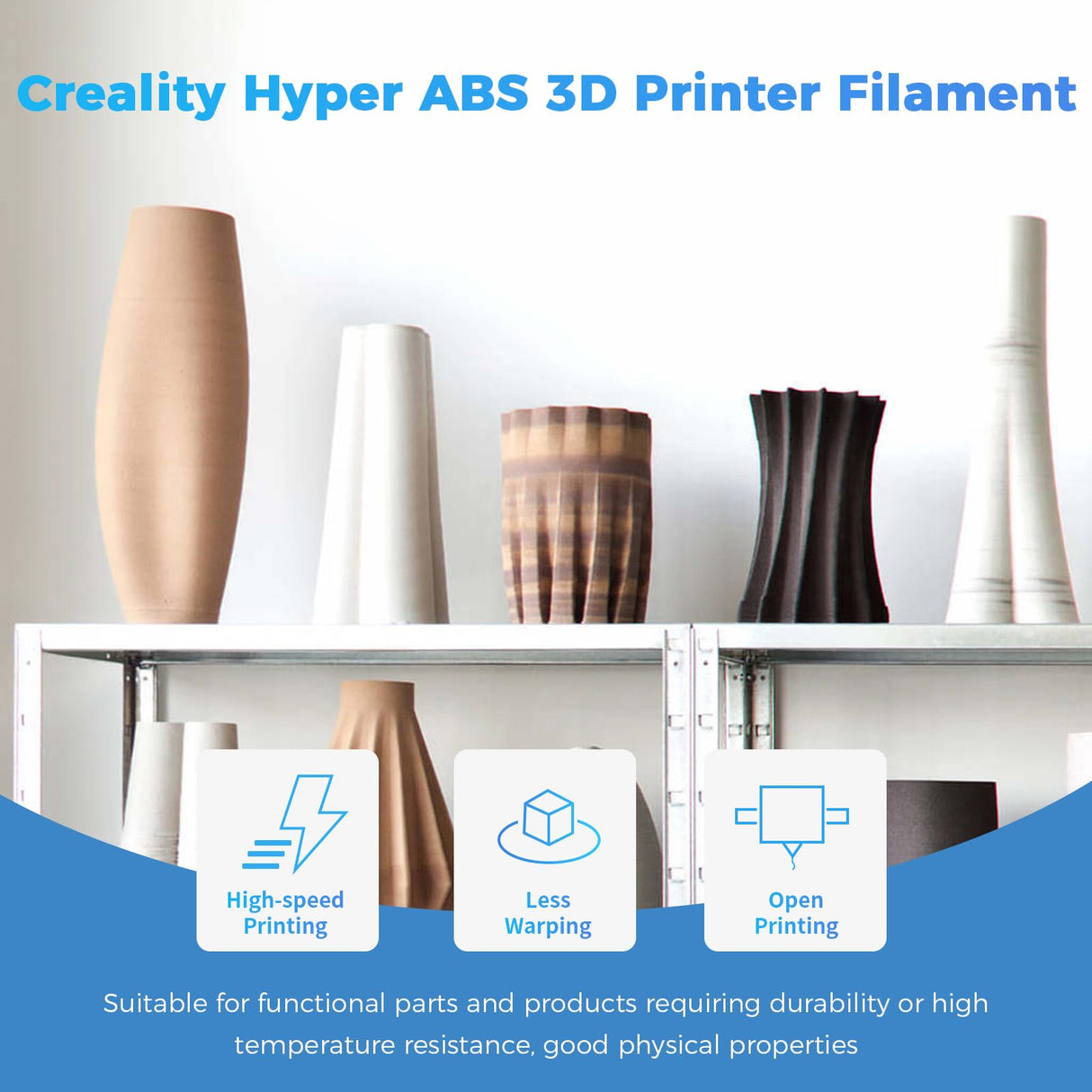 Creality Hyper ABS Filament for K1/K1 Max/K1C, Official 3D Printer Filament ABS 1.75mm for High-Speed Printing Convenient Open Printing ABS Filament, 1kg(2.2lbs) Spool Fit Most 3D Printer(Black) Creality