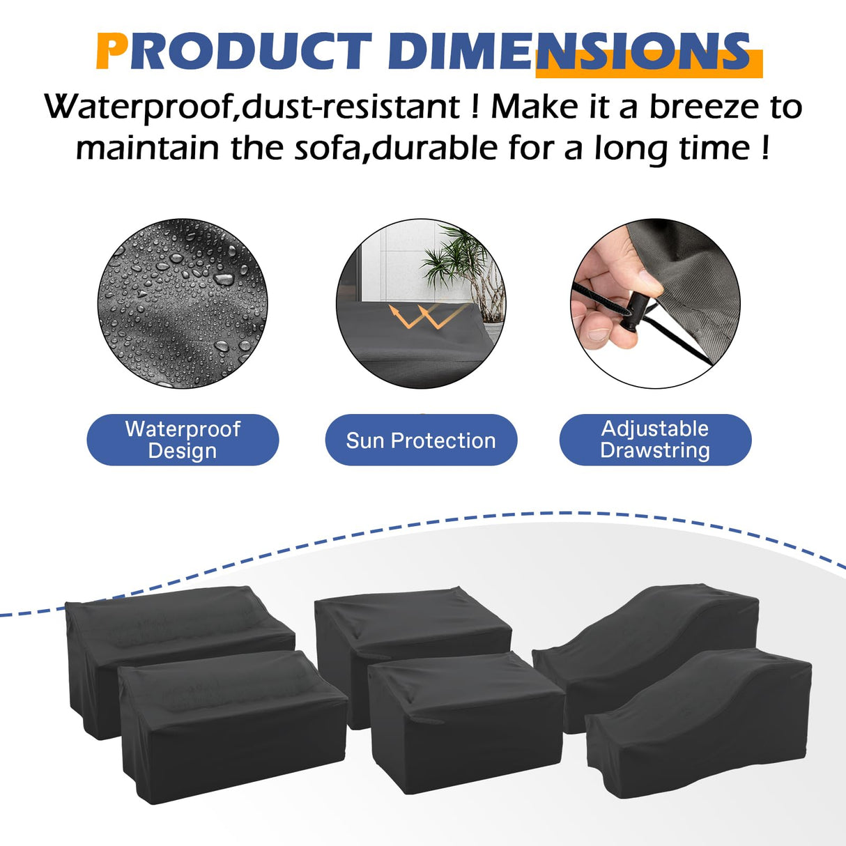 ELPOSUN 7 Pieces Outdoor Patio Furniture Set with 44" Fire Pit Table Brown Rattan Sectional Sofa Conversation Sets for Balcony Lawn and Garden (Gray, 7 pcs w/Fire Table) ELPOSUN