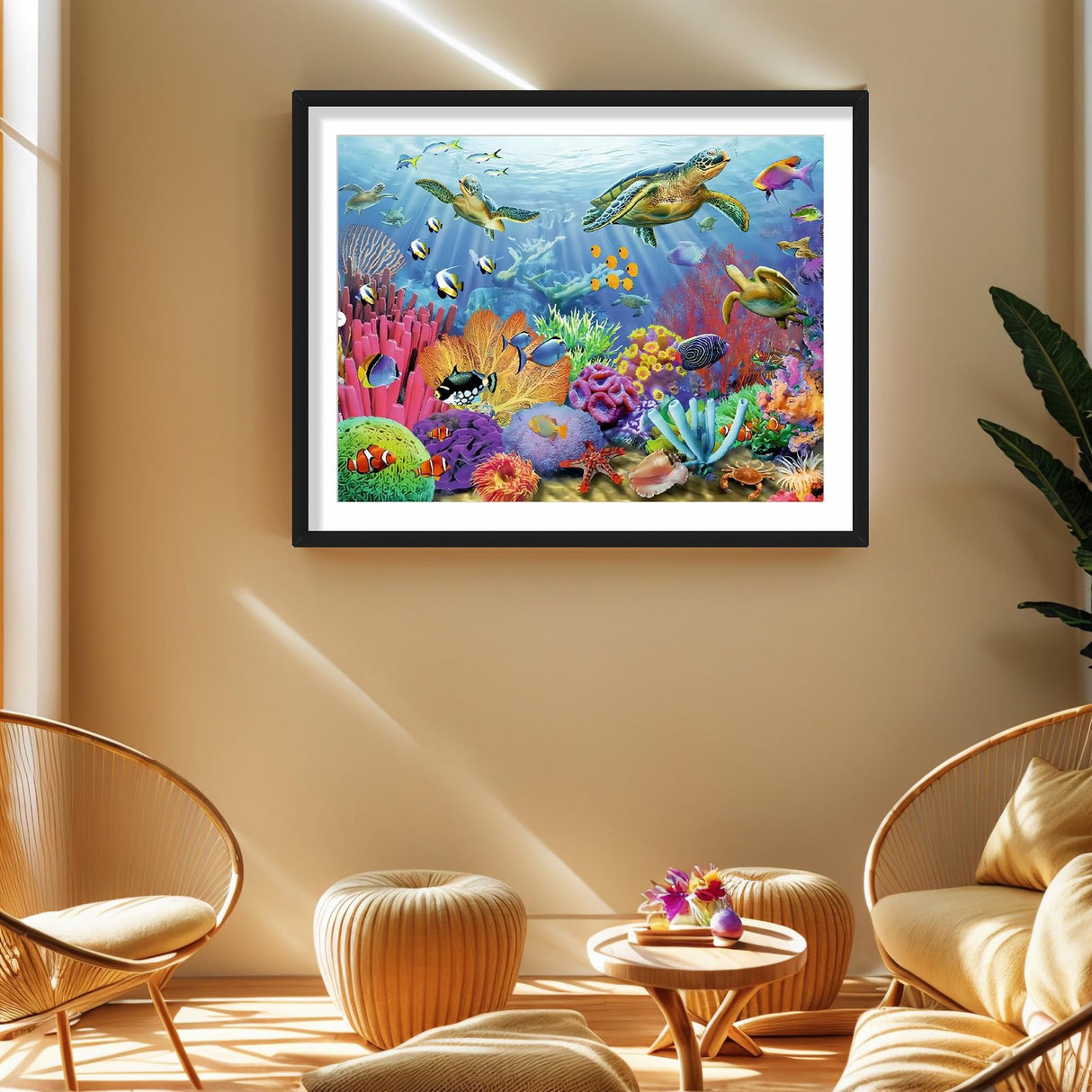 PINFFSHU Sea Turtle Diamond Art Kits for Adults, 5D Animal Diamond Painting Kit for Beginners Round Diamond Dots Full Drill Gem Art, DIY Crafts for Adults Home Wall Sea Turtle Decor Gift 16x12 Inch PINFFSHU