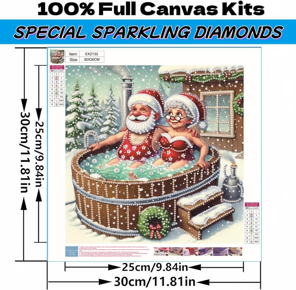 5D Diamond Art Kits for Adults,Christmas Couple Special Shape Diamond Painting Kits for Beginners, Winter Hot Springs DIY Crystal Diamond Dots Gem Art Craft for Home Decor 11.8x11.8 Inch Acelii