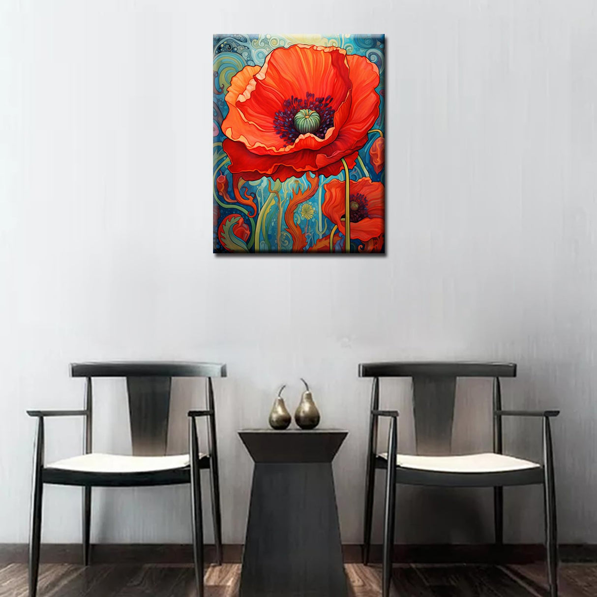 Tucocoo Red Poppy Paint by Bumbers for Adults Abstract Poppy DIY Paint by Numbers Acrylic Paint Canvas Graffiti Red Flowers Abstract Red Flower Scenery Painting Kits Art 16x20 Inch(Without Frame) Tucocoo