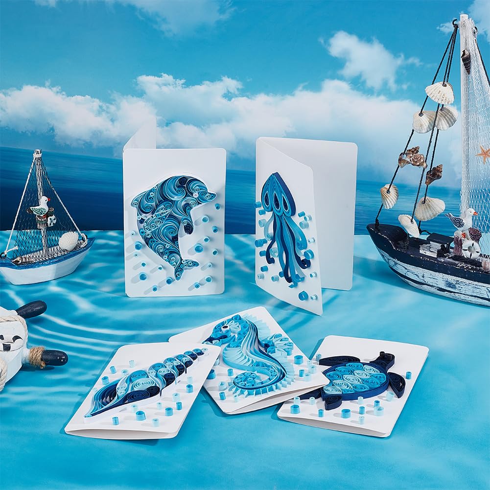 WEBEEDY Paper Quilling Kit 20 Sets DIY Sea Animals Paper Quilling Kit with Paper Quilling Strips Supplies Ocean Greeting Card Making Kits for Beginners DIY Handmade Crafts Home Room Wall Decor Gift WEBEEDY