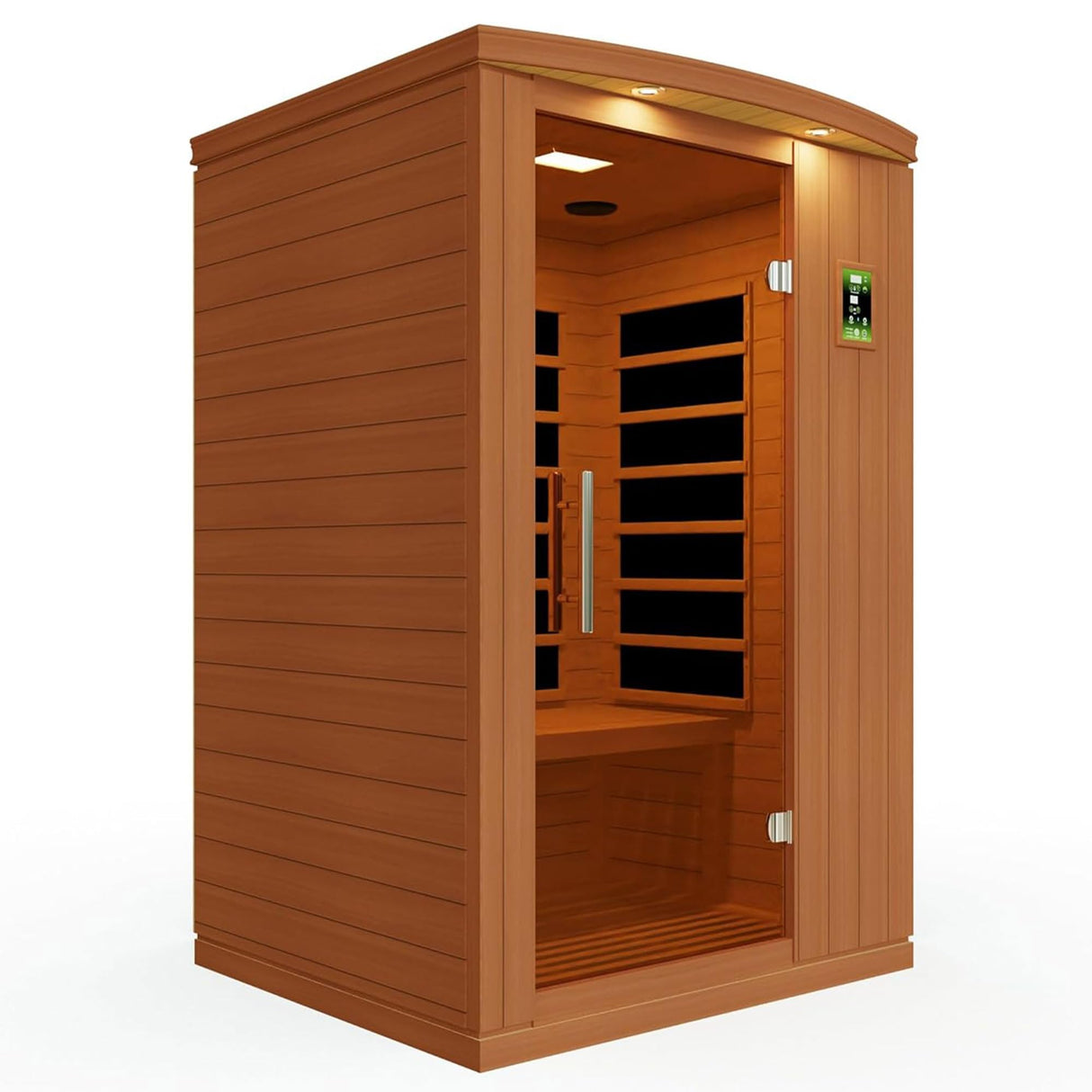 Dynamic Saunas Venice Elite 2 Person Capacity PureTech Ultra Low EMF Infrared Therapy Home Sauna Box with Bluetooth, Roof Vent, and LED Control Panel DYNAMIC SAUNAS