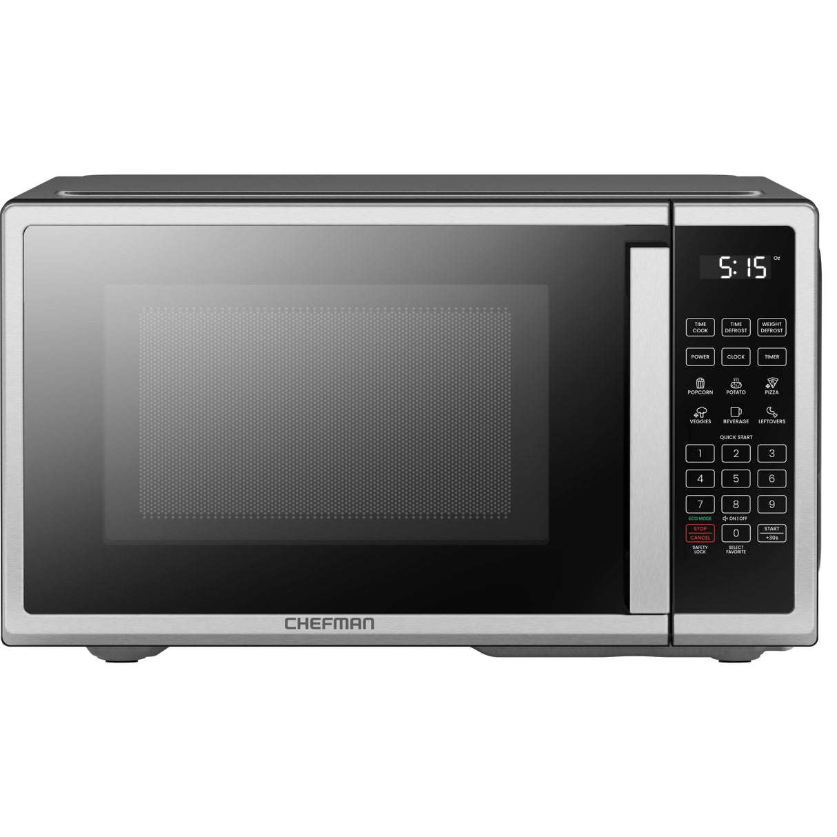 Chefman Countertop Microwave Oven 1.1 Cu. Ft. Digital Stainless Steel Microwave 1000 Watts with 6 Auto Menus, 10 Power Levels, Eco Mode, Memory, Mute Function, Child Safety Lock, Easy Clean Chefman