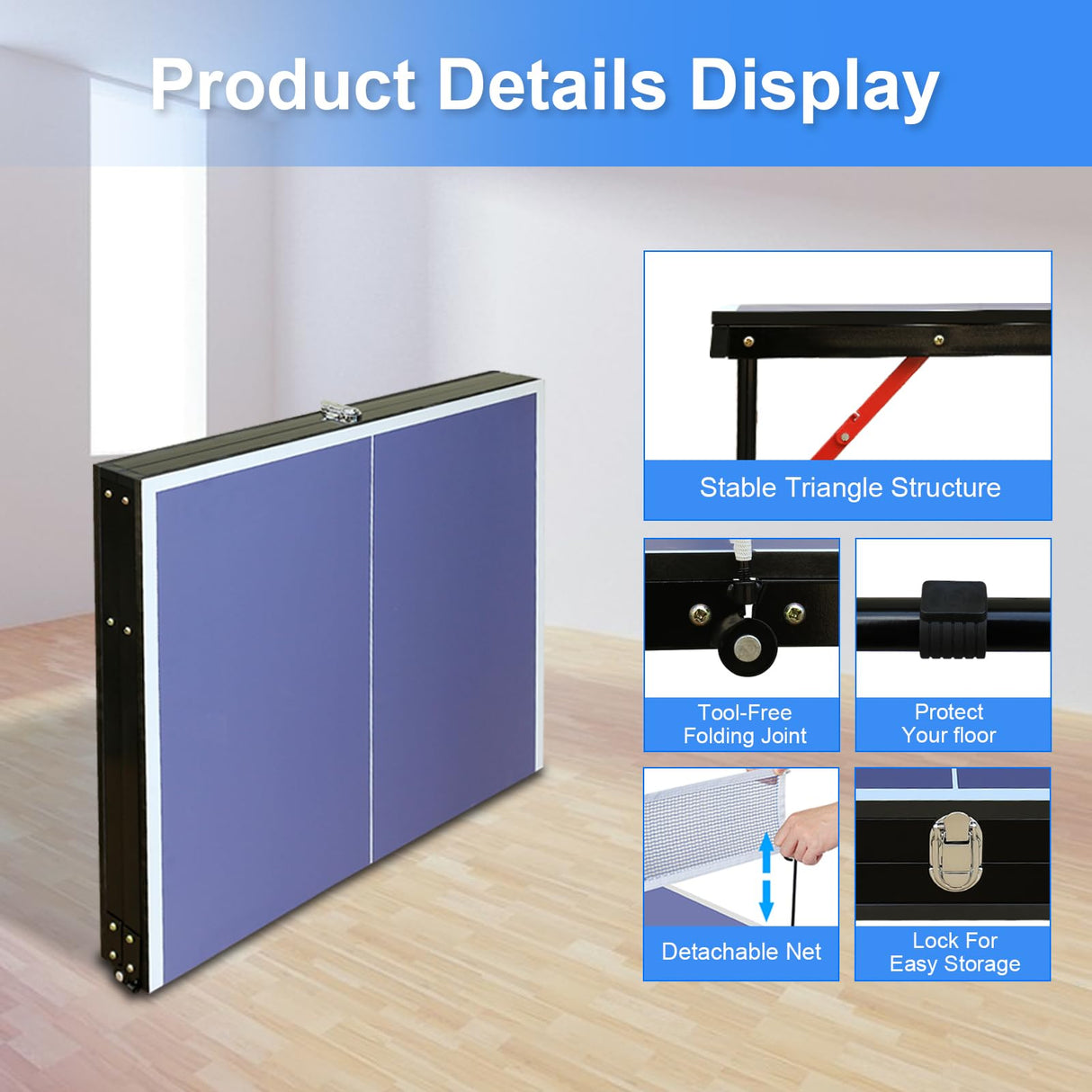 Generic Ping Pong Table Foldable & Portable Table Tennis Table Set for Indoor & Outdoor Games with Net, 2 Paddles and 3 Balls Generic