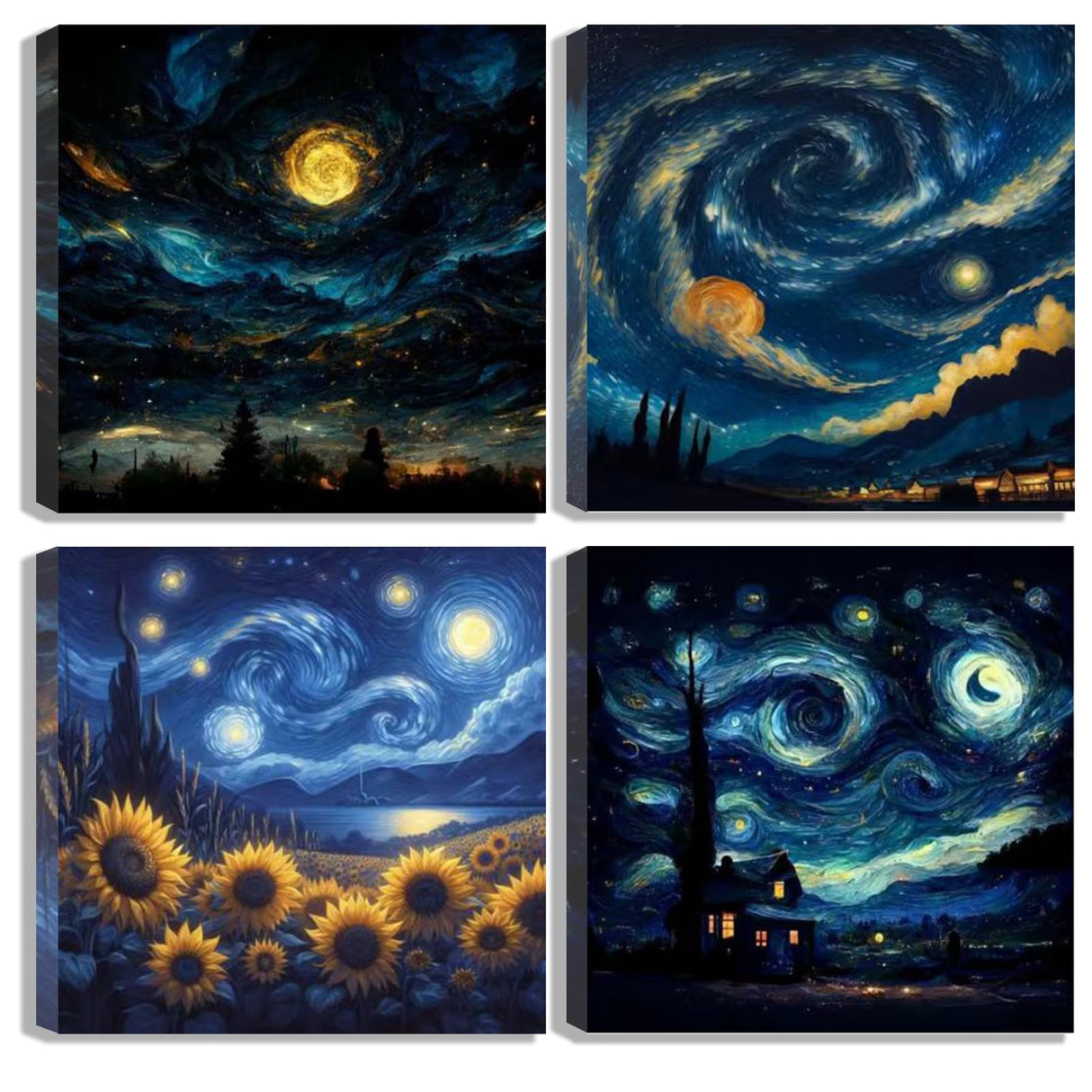 hyzsj 4 Pack Paint by Numbers Kit for Adults with Frame,Moon Paint by Numbers for Adults, Paint by Number with Easel, DIY Starry Sky Paint by Number Kits for Home Wall Decor(7.87x7.87inch hyzsj
