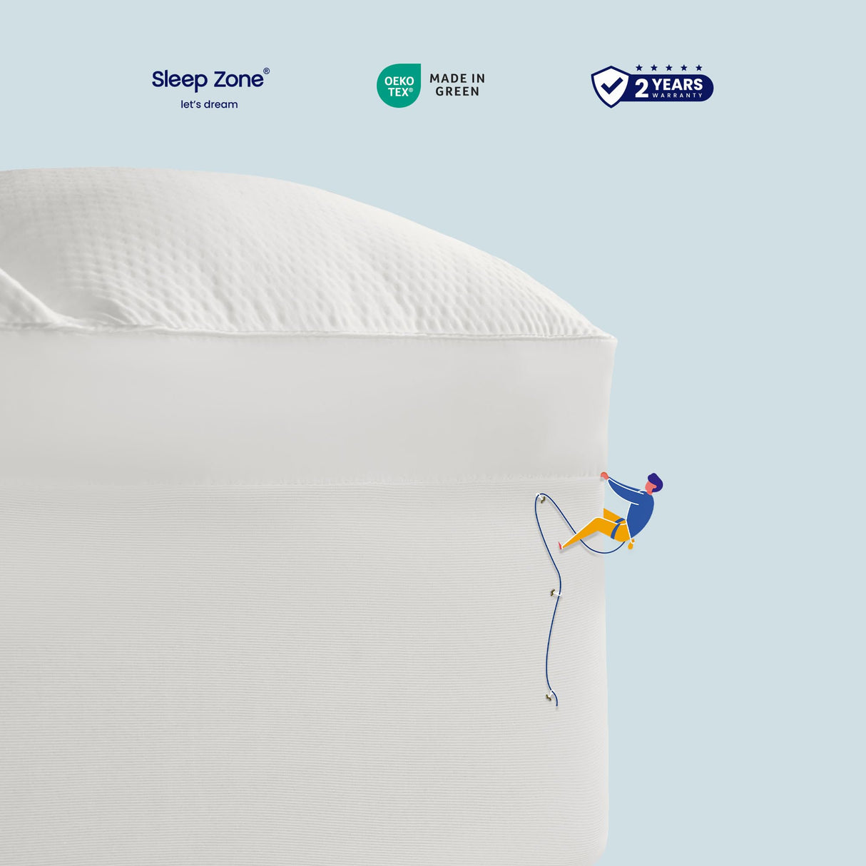 SLEEP ZONE Mattress Topper Twin Size, Extra Thick Fitted Mattress Pad for Back Pain, Plush and Support Mattress Cover, Deep Pockets Mattress Protector, Hotel Quality (White, Twin) SLEEP ZONE