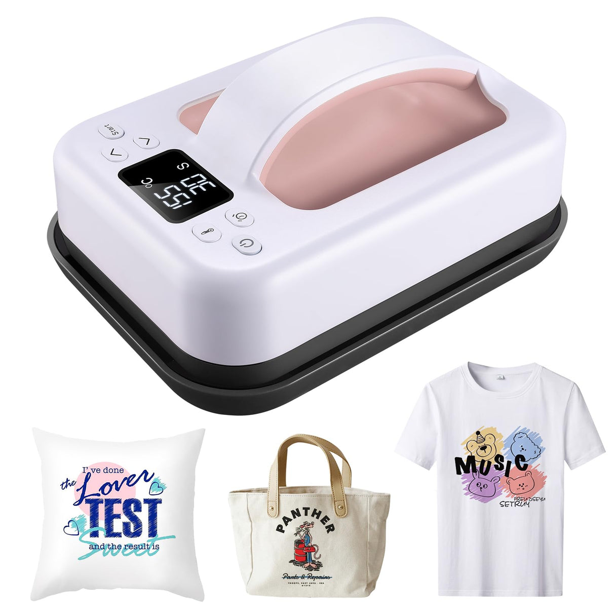 Heat Press Small Heat Press Machine for Heating Transfer, 7 × 5 inch Portable Easy Press Mini Heat Press for DIY Christmas Gift,T Shirts, Hats, Bags.etc(Pink) Legooin