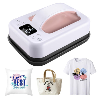 Heat Press Small Heat Press Machine for Heating Transfer, 7 × 5 inch Portable Easy Press Mini Heat Press for DIY Christmas Gift,T Shirts, Hats, Bags.etc(Pink)
