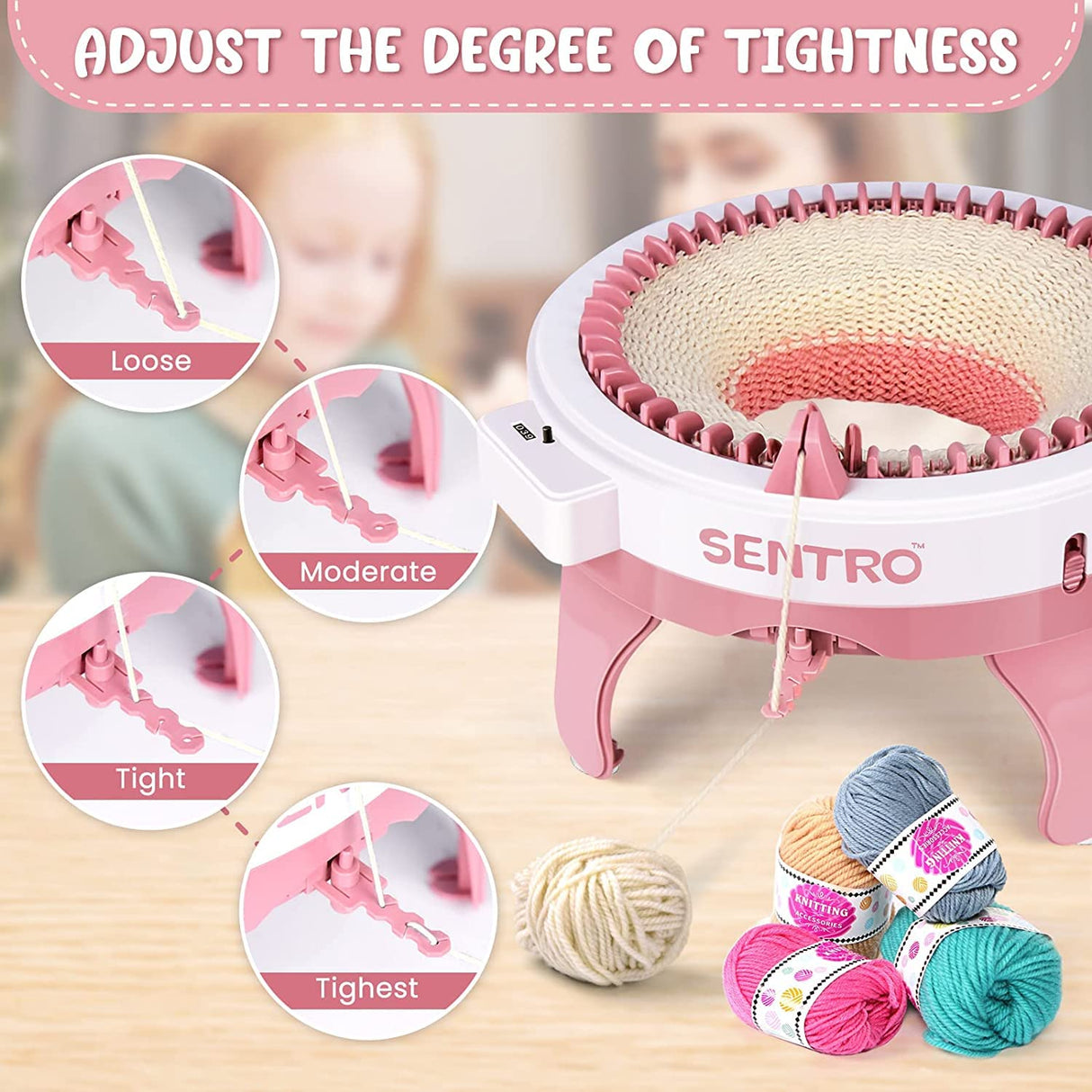 SENTRO Knitting Machine, 48 Needles Smart Knitting Crochet Machine with Row Counter for Adults and Beginners, Knitting Board Rotating Double Loom, Weaving Loom Machine Kit for Christmas New Year Gifts BZVV