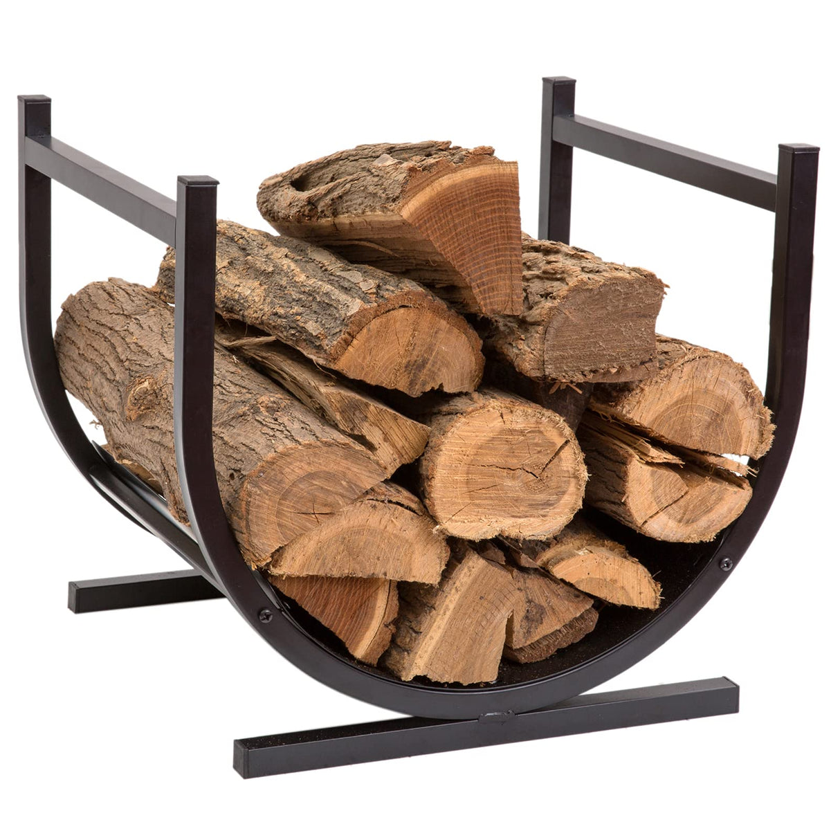 DOEWORKS Small Decorative Indoor/Outdoor Firewood Racks Fireside Log Rack, Black DOEWORKS