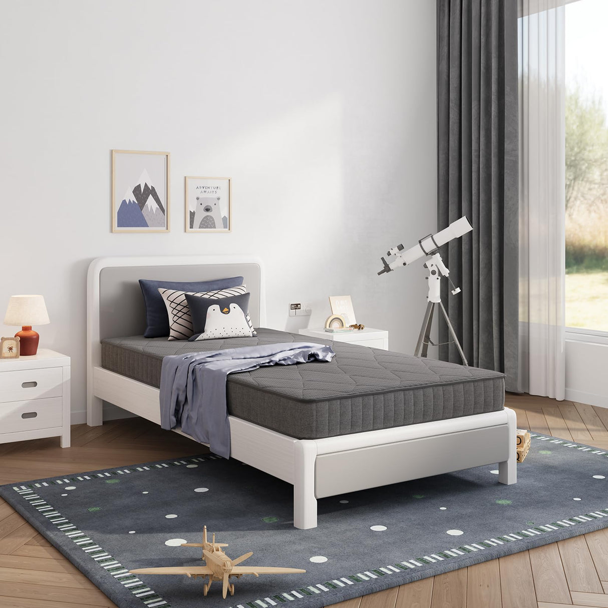 Avenco Twin Mattress, 6 Inch Twin Size Mattress in a Box for Kids, Medium Firm Hybrid Mattresses with Bonnell Spring and Gel Memory Foam for Cool Night Sleep & Pressure Relief, CertiPUR-US Certified Avenco