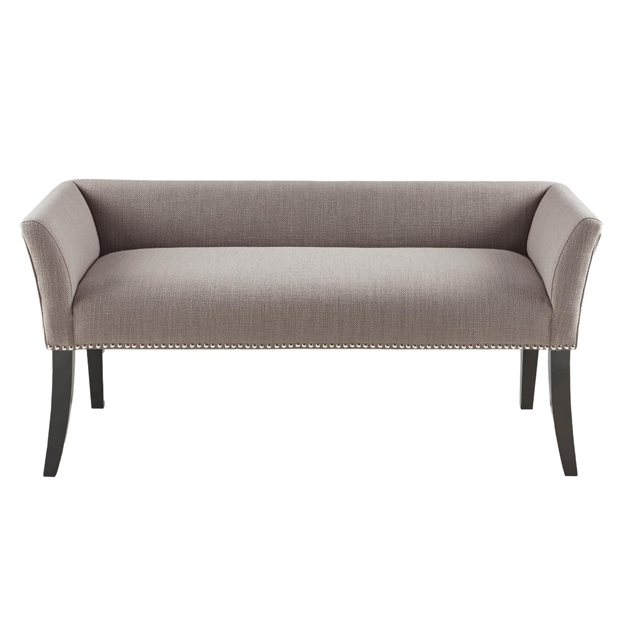 Madison Park Accent Bench, Upholstered with Nailhead Trim, & Padded Seat Entryway Bench Small, End of Bed Bench with Back, 49.5" W x 19.25" D x 23" H, Grey Madison Park