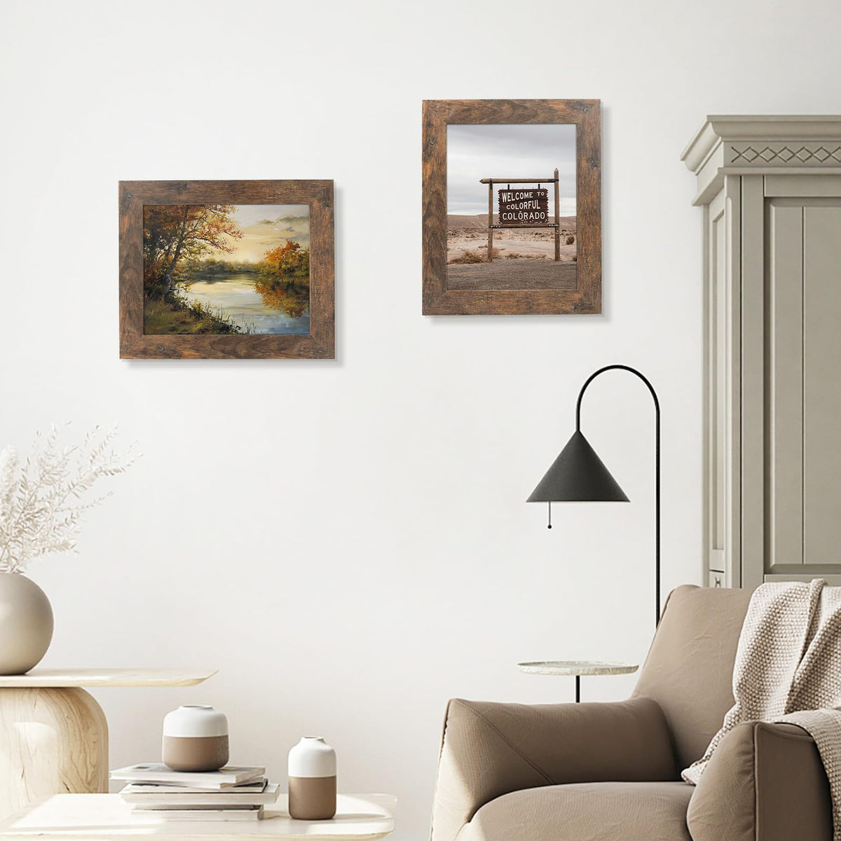Golden State Art, 8x10 Picture Frame - Country Wood Grain Style - Tabletop Display, Back Hangers for Wall Display - Great for Photos, Gift, Pictures, Wedding, Portraits (2 Pack, Brown) Golden State Art