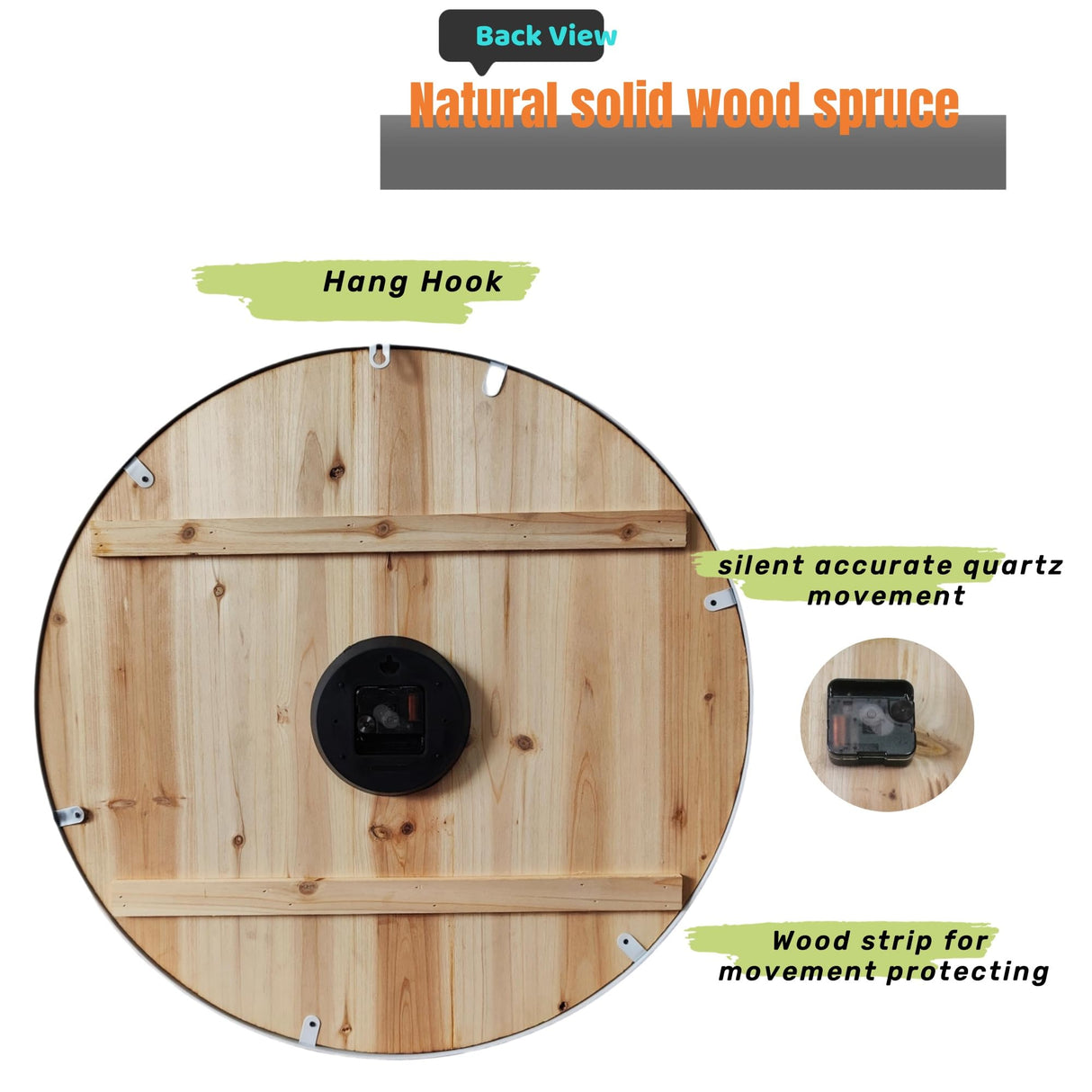 Evursua 20 Inch Large Metal&Wood Wall Clocks Modern Rustic Blend Farmhouse Clocks Distressed Real Wood Handmade Clock for Living Room Decor Home Wall Hanging Accessories Oversized Evursua