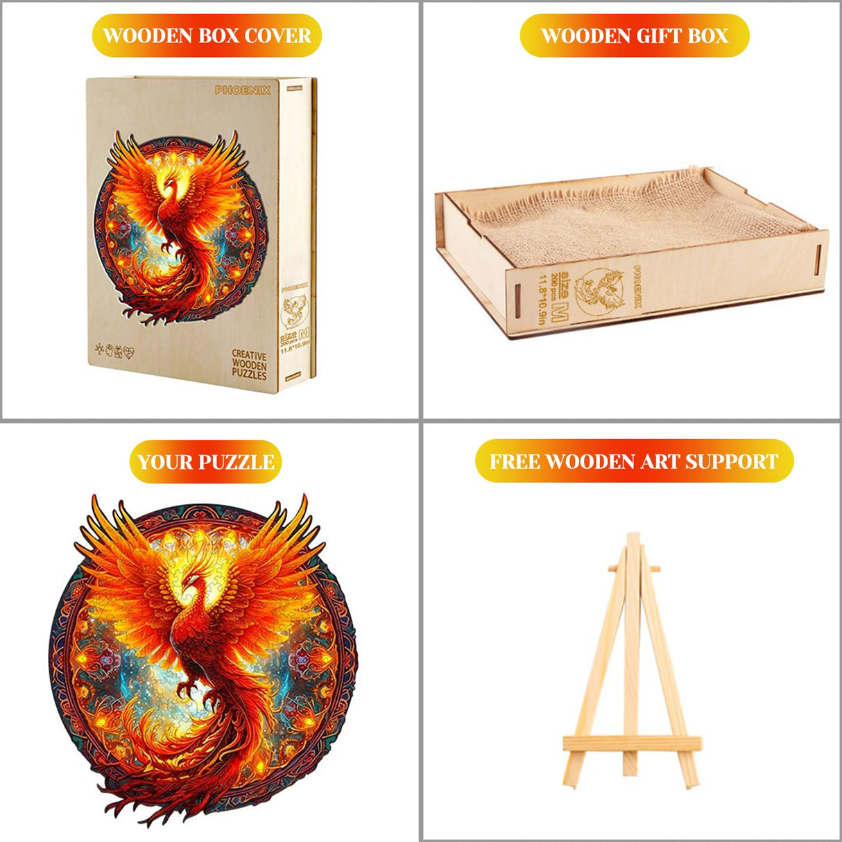 KAAYEE Wooden Jigsaw Puzzles-Wooden Puzzle Adult Unique Shape Advanced Phoenix Wooden Jigsaw Puzzle for Adult, Family Puzzles 14.9 * 13.8in 290pcs,Chritmas Gift KAAYEE