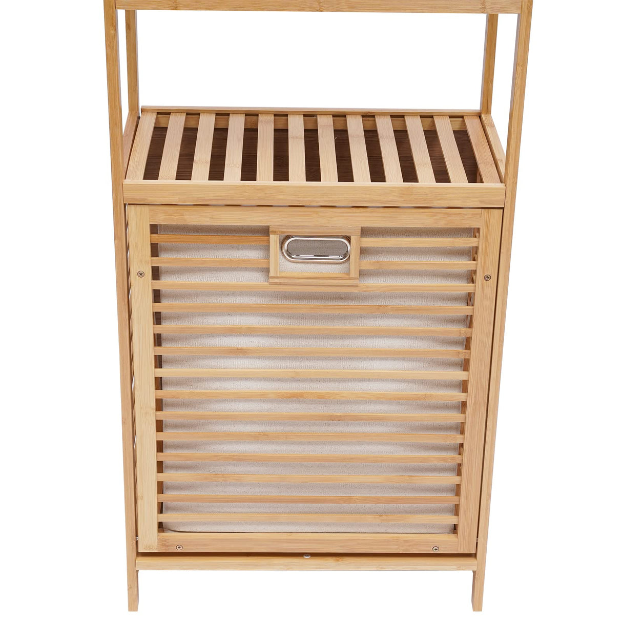 OUKANING Bamboo Laundry Hamper with 3-Tier Storage Rack and Tilt-Out Basket OUKANING