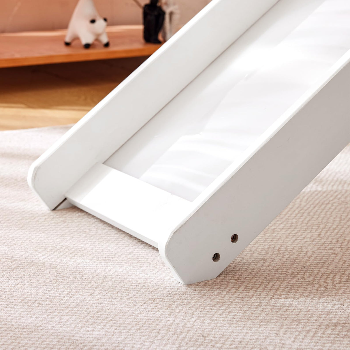 VINGLI 47 Inches Medium High Loft Bed with Slide, Space Saving Kids Low Loft Bed Twin Size with Guardrail and Flat Ladder, Pine Wood Bed Frame for Boys and Girls, Black VINGLI