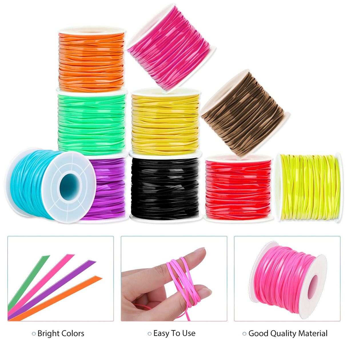 Plastic Lanyard String, Mckanti 12 Packs Plastic Lacing Cord Gimp String Kit for Keychain, Bracelets, Beading and Jewelry Making, DIY Craft Mckanti