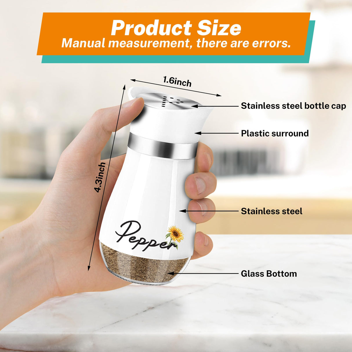 Sunflower Salt and Pepper Shakers Set - 4oz Farmhouse Cute Kitchen Decor and Accessories Sunflower Gifts for Salt Shakers Glass Cooking Table,Housewarming,Thanksgiving,Christmas Arrozon