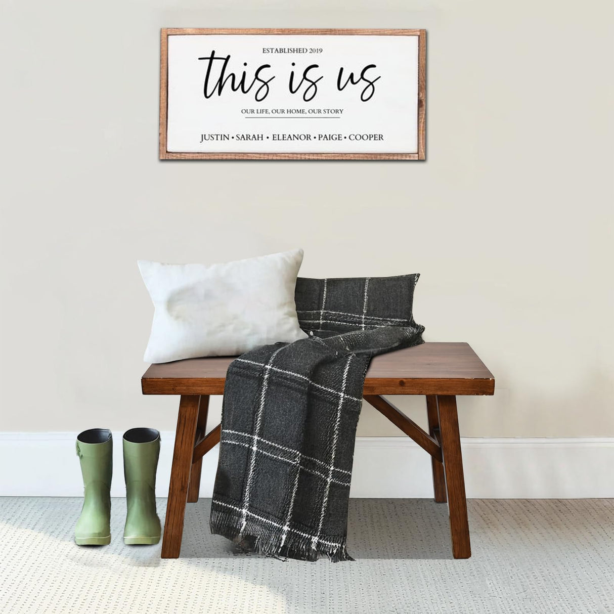 Handcrafted Solid Wood Bench, 30" - Farmhouse-Style Entryway Seating for Living & Dining Room, Rustic Design, Natural Finish SwallowLiving