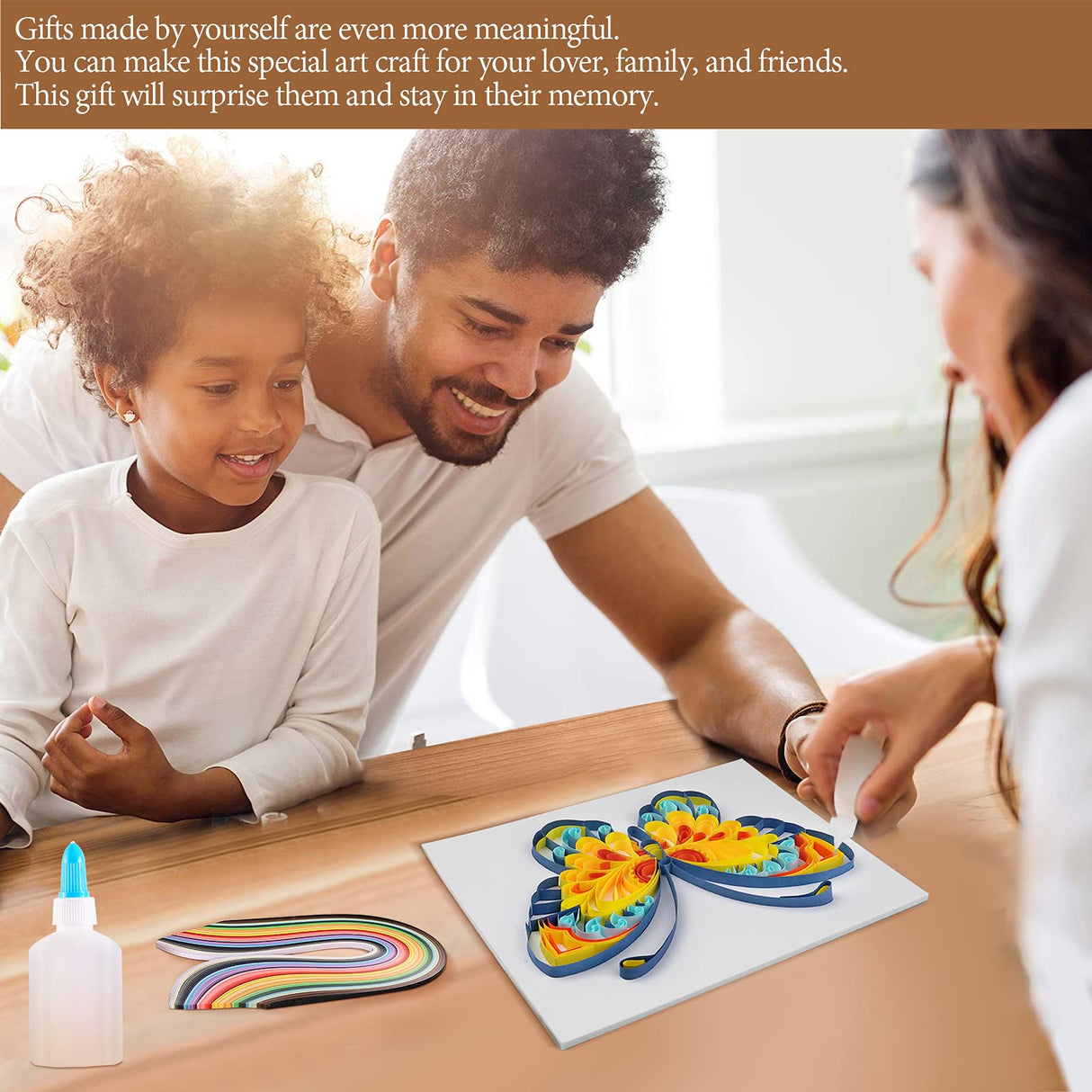 Uniquilling Quilling Paper Quilling Kit for Adults Beginner, 8 * 10-inch Blue Butterfly, Exquisite DIY Paper Filigree Painting Kits Quilling Tools, Home Room Wall Art Decor Best Gifts(Basic) Uniquilling