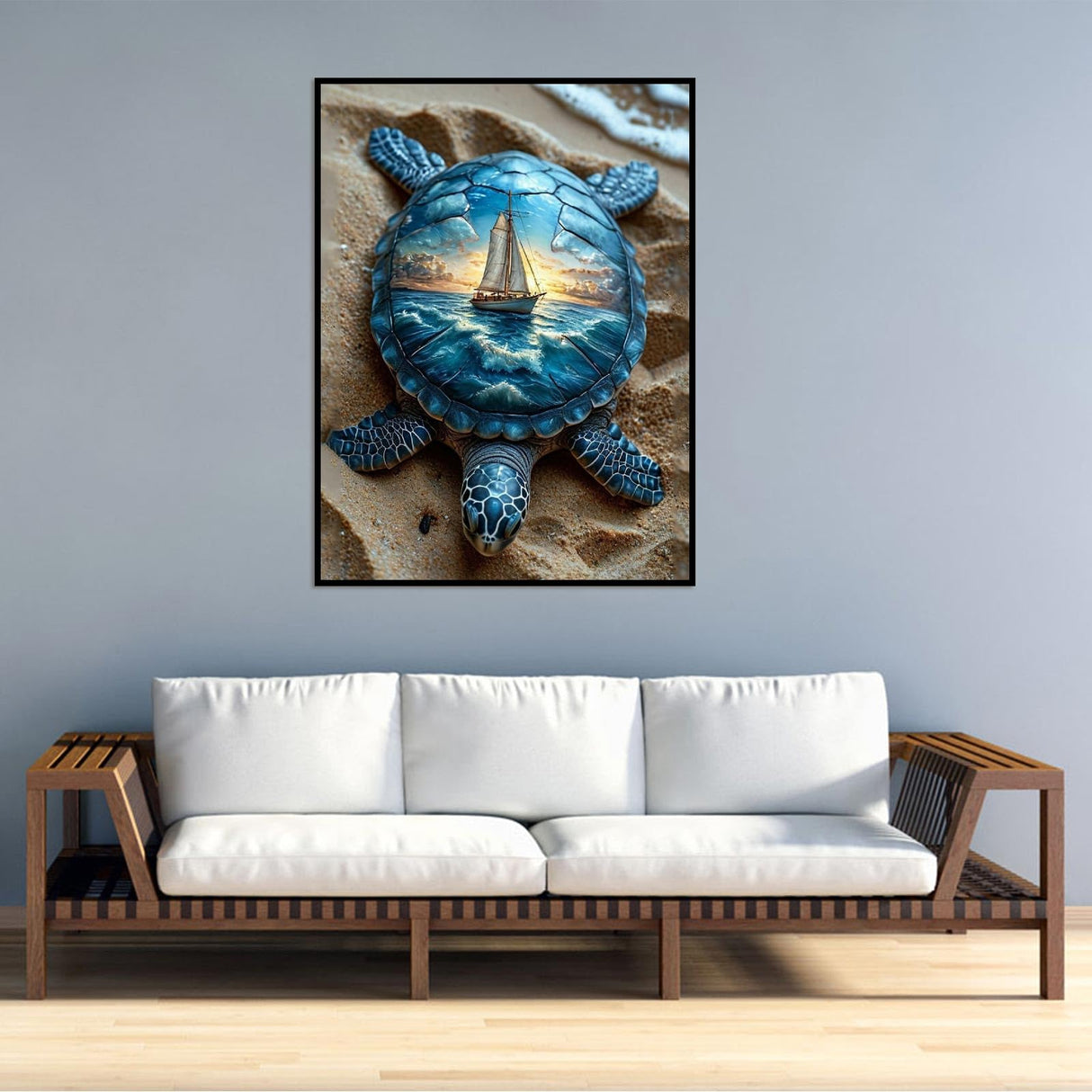 Diamond Painting Kits for Adults 5D Sea Turtle, Sunset Beach Ocean Gem Art for Beginners, DIY Full Drill Diamond Art Kits for Adults, Home Wall Decor, 12x16 Inches Baiwanerxiang