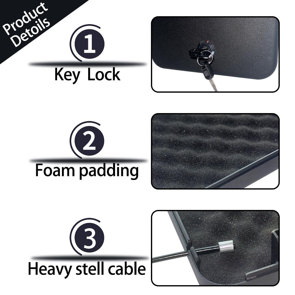 Pistol, portable travel firearm safe, pistol lockbox, car firearm safe with key lock, black Generic