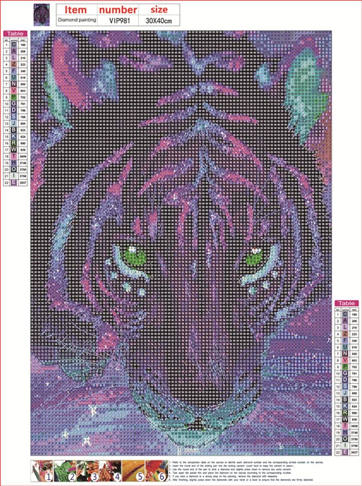 5D DIY Diamond Art Painting Kits,Round Full Drill Tiger Diamond Art Kits for Adults Beginner, Perfect for Home Wall Decor and Gift Pimio