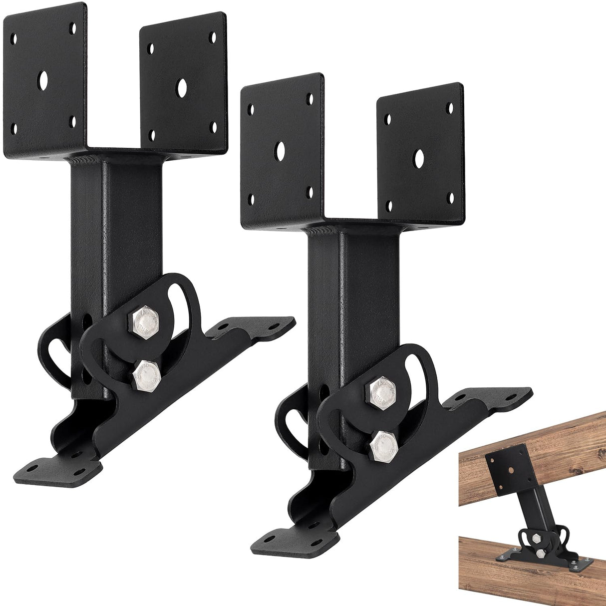 Heavy Duty Roof Riser Brackets Kit, Adjustable Roof Riser Beam Mount Brackets for Roof Pergola Gazebo (Black - Set 2) TPHUC
