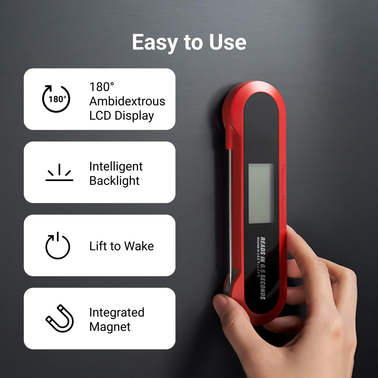 Professional 3X Faster 0.5sec Instant Read Meat Thermometer Digital, High Accuracy ±0.5°F, IP67 Waterproof, Auto Wake/Sleep/Rotate Display, NIST Certified, Backlight Candy Thermometer, Valentines Gift ThermoMaven