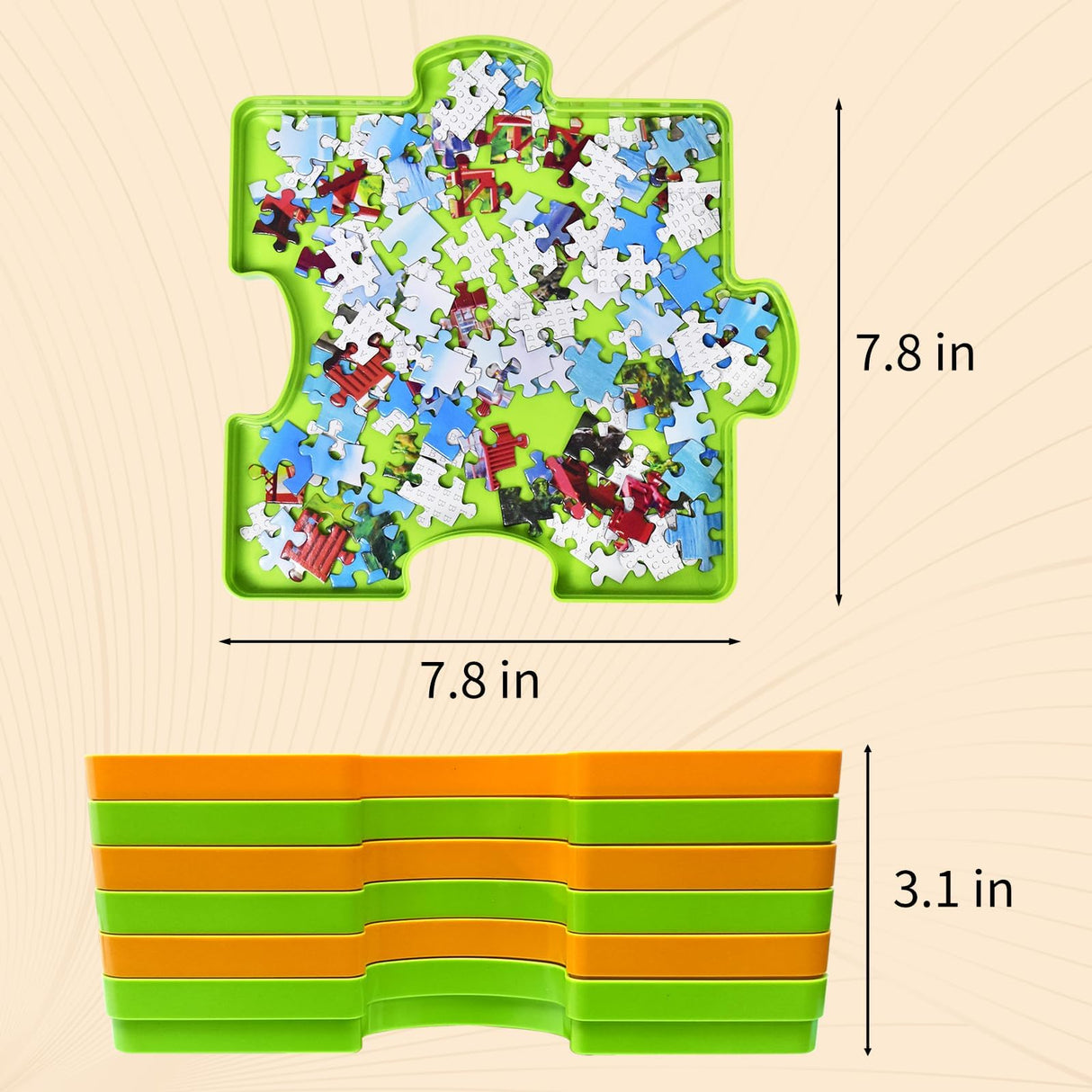 HUADADA Puzzle Sorting Trays, Plastic Jigsaw Accessory Up to 1500 Pieces, Stackable Organization Portable Sorter Holder, 7.8 x 7.8 inch (Pack of 6) HUADADA