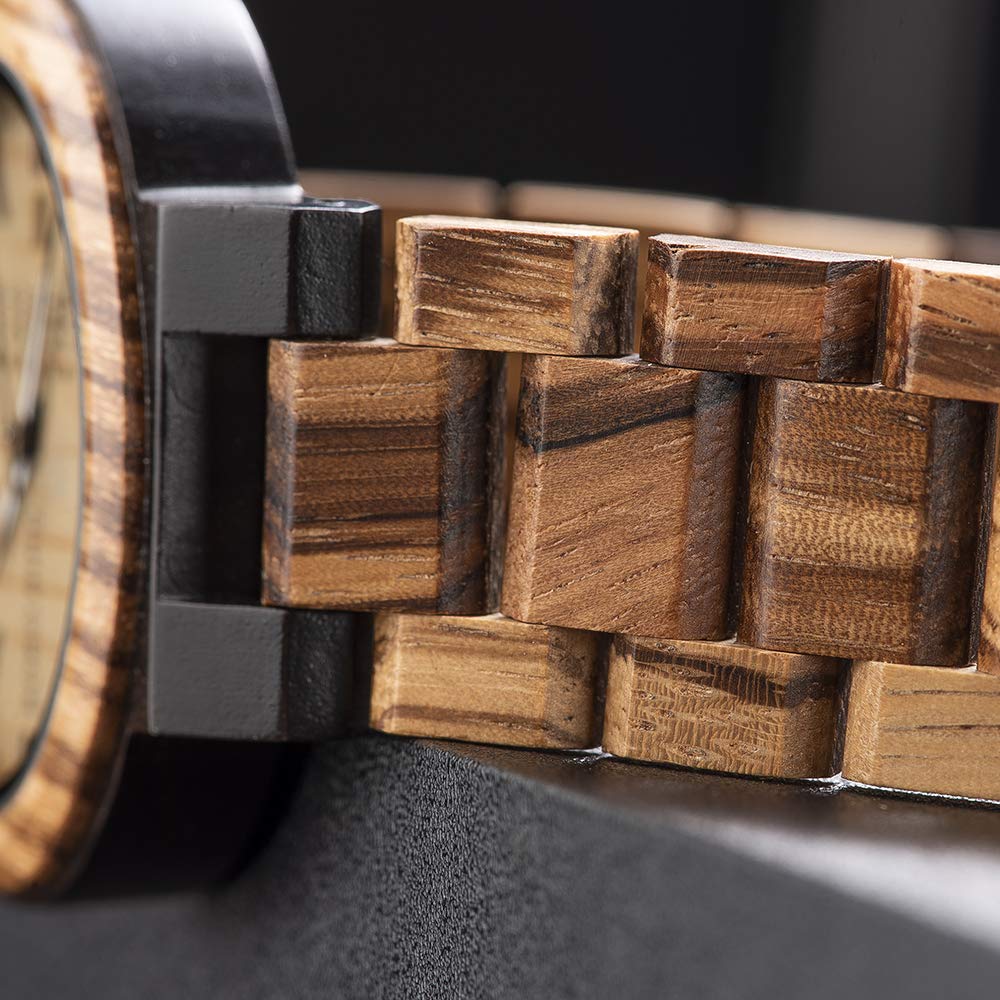 BOBO BIRD Mens Wooden Watch Analog Quartz with Week Display Lightweight Handmade Wood Wrist Watch for Men (Brown Dial) BOBO BIRD