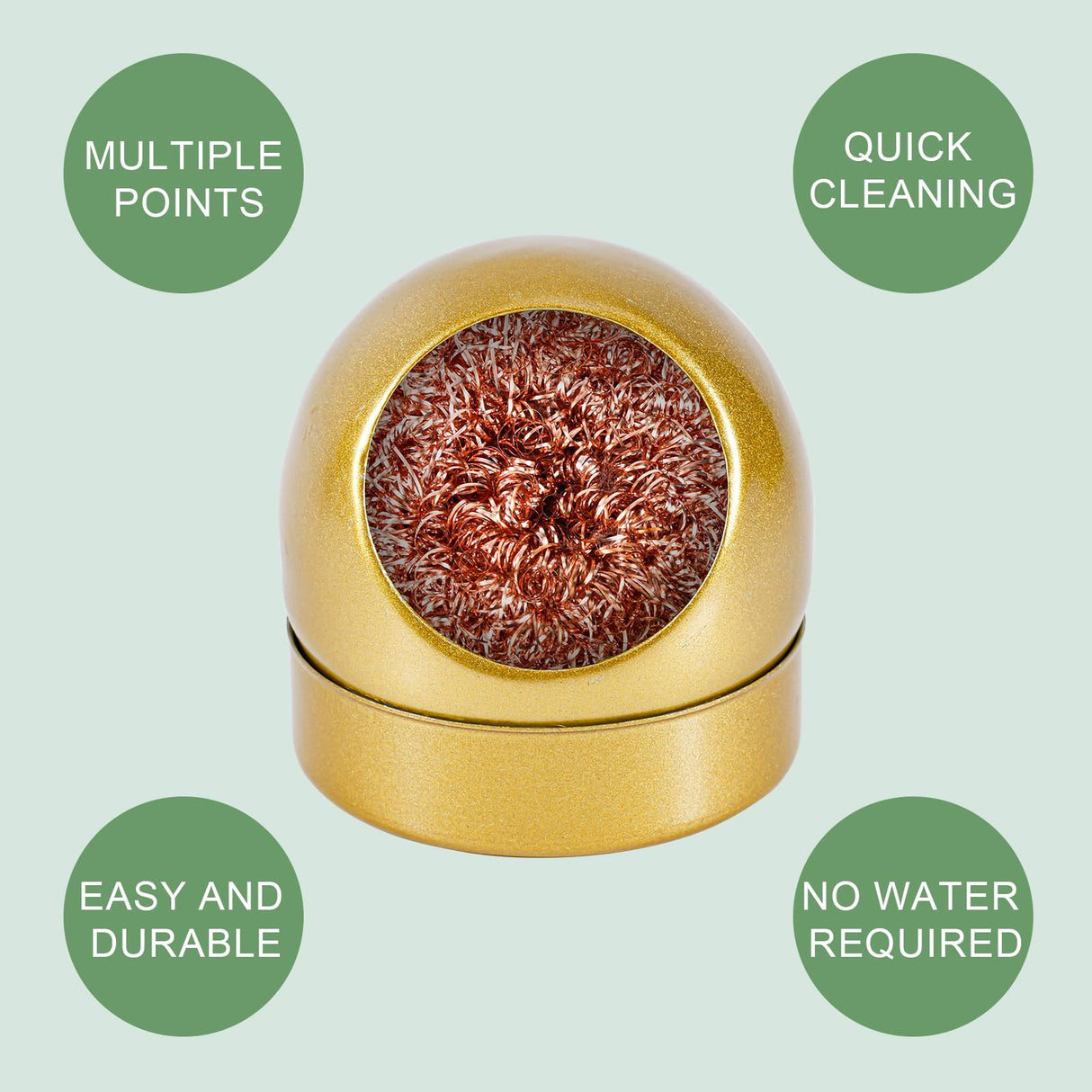 Soldering Iron Tip Cleaner, Premium Stainless Steel Soldering Iron Cleaner Quick Cleaning No Water Required Soldering Iron Tip Cleaner Practical Tools(Gold) PEUTIER