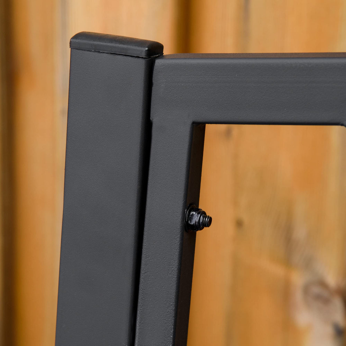 Outsunny 50" Outdoor Bench, Metal Garden Bench with V-Shaped Pattern Backrest, Porch Bench with Slatted Seat for Park, Yard, Lawn, Black Outsunny