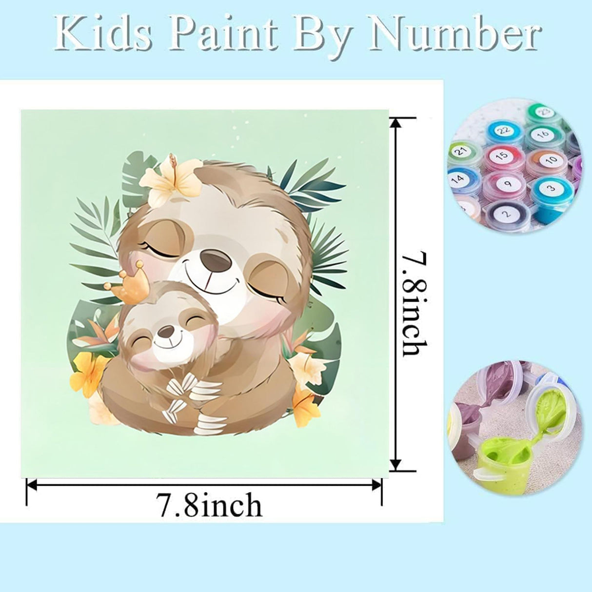 bleihum 4 Pack Paint by Numbers for Kid Ages 4-8,Animals Paint by Number Kits for Kids, DIY Animal Oil Painting Suitable for Home Decoration (8x8inch) bleihum